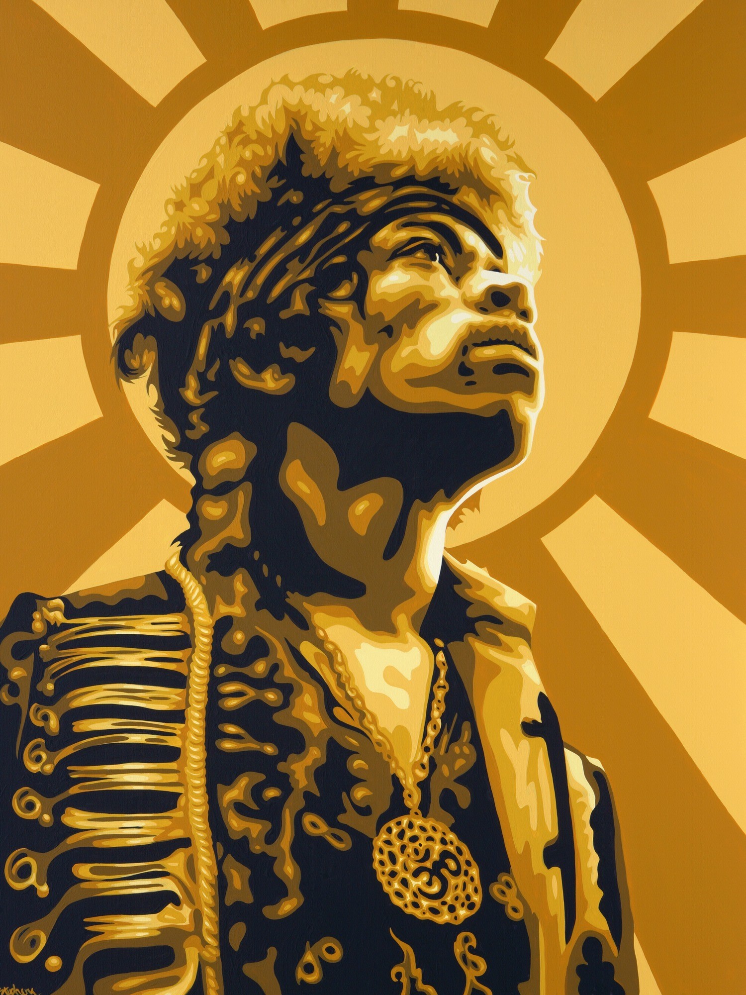 Jimi Hendrix, Poster, Illustrazione, Ocra, QHD+, sfondo per iPad e tablet