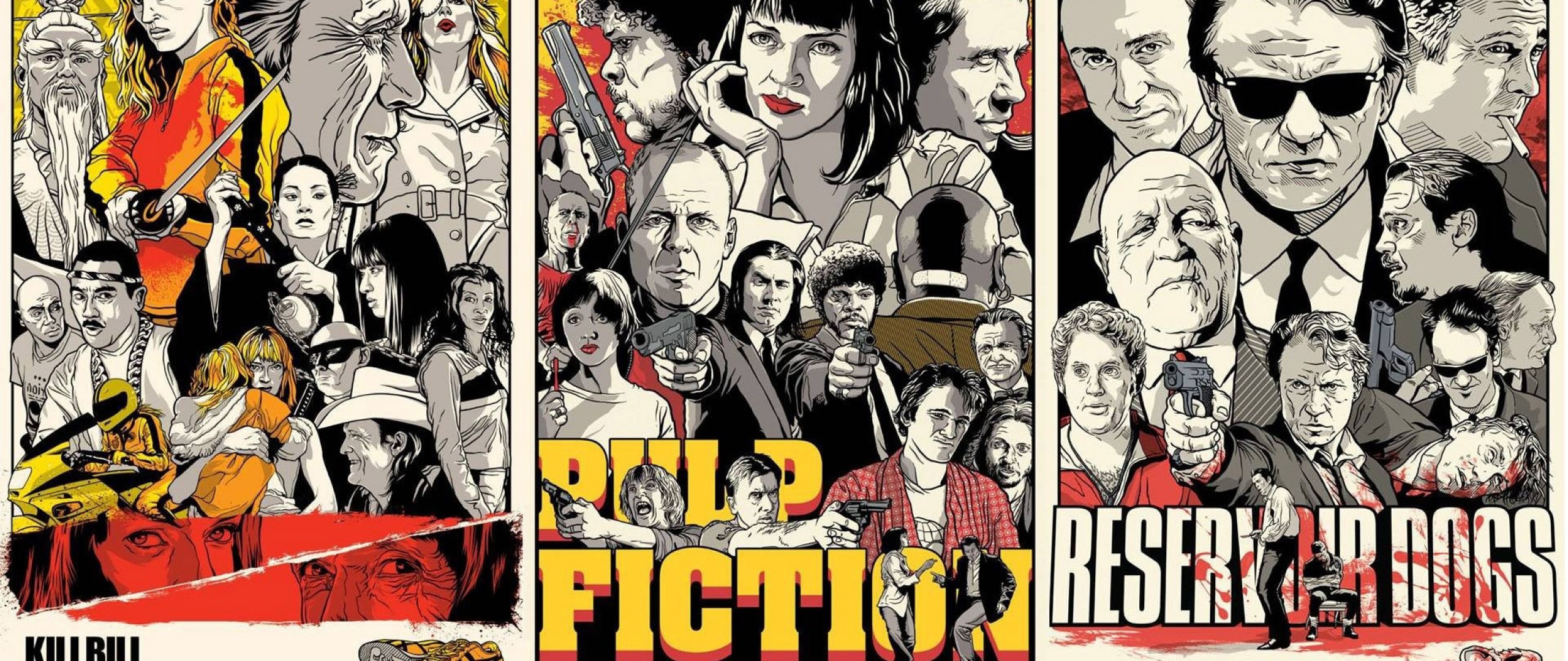 Kill Bill, Pulp Fiction, Le iene, Illustrazione, 21:9 Full HD, sfondo widescreen