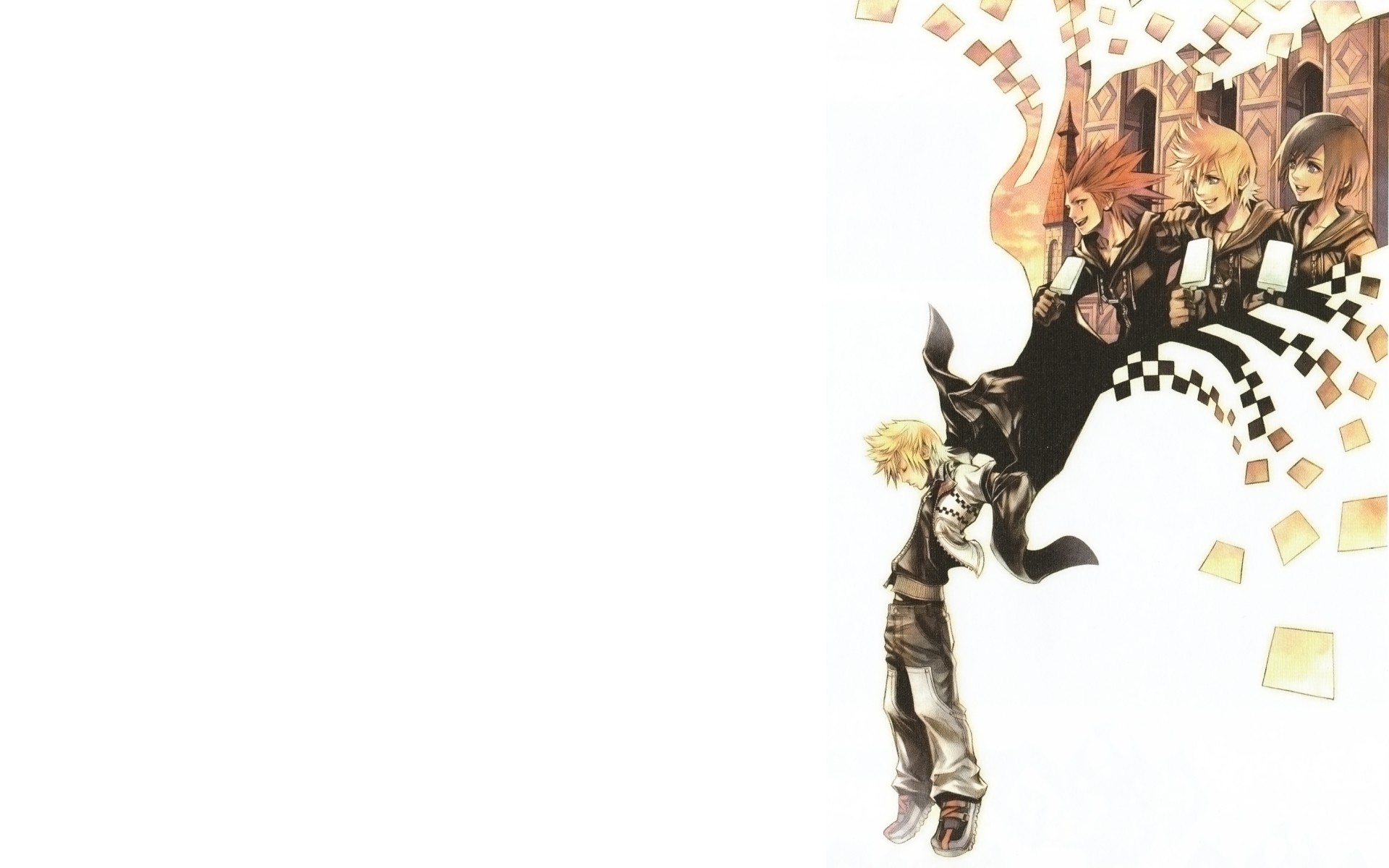 Kingdom Hearts, Roxas, Axel, Illustrazione, Sfondo bianco, Full HD, wallpaper per PC