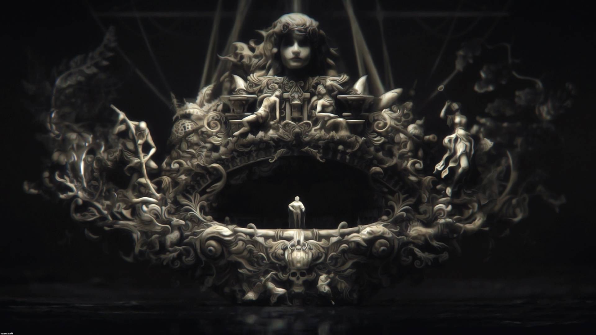 Black Sails, Sigla iniziale, Scultura barocca, Sfondo nero, Full HD, wallpaper per portatile