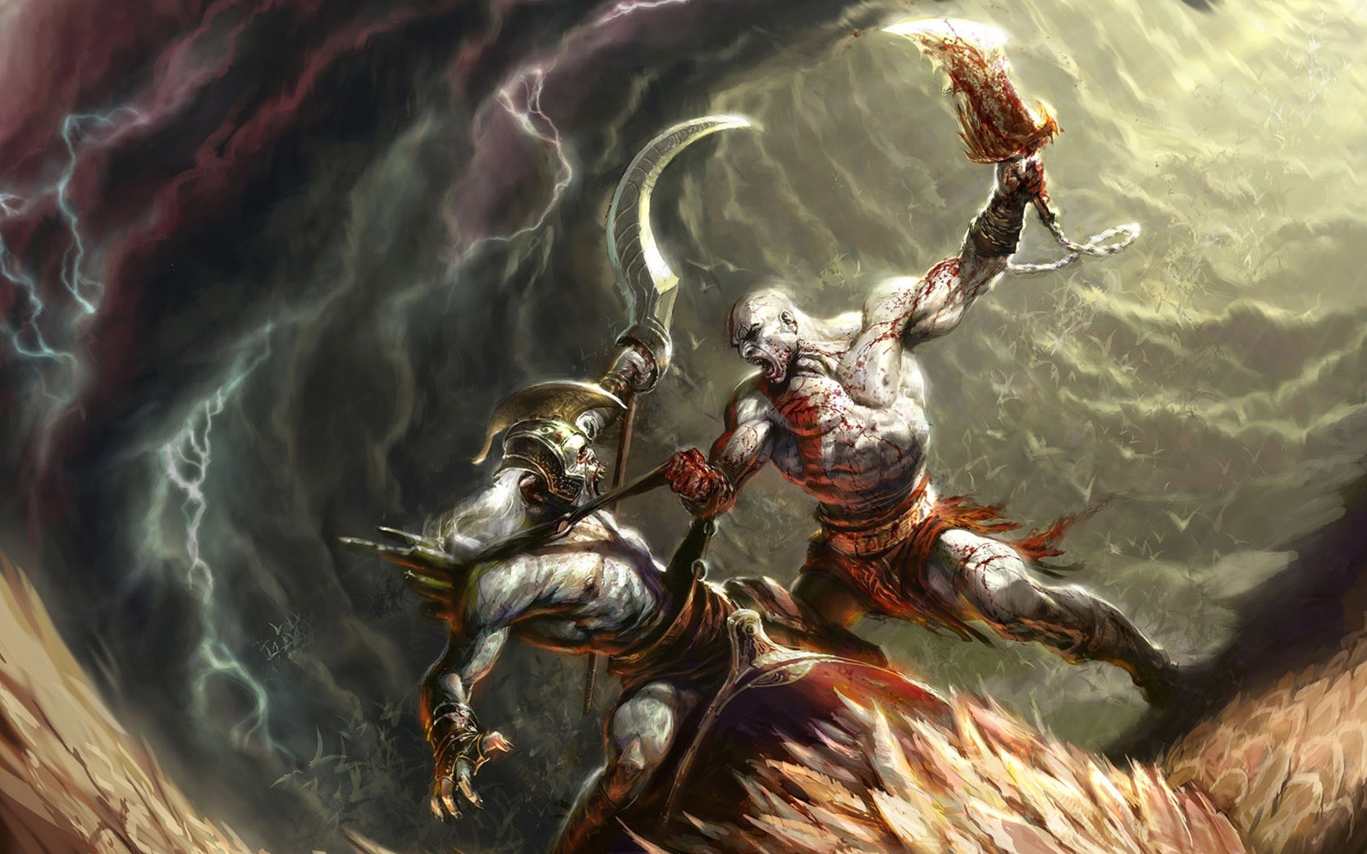 Kratos, God of War II, Combattimento, Tempesta, 1920x1200, immagine di sfondo