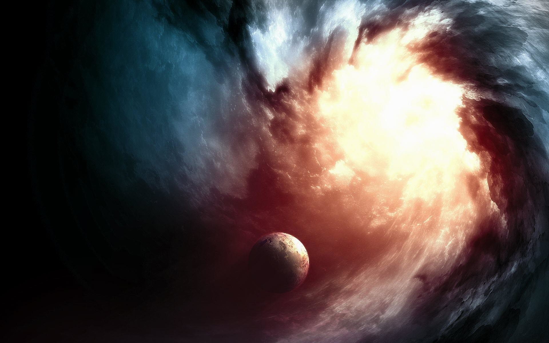 Buco nero, Nebulosa, Pianeta, Spazio, 16:10 Full HD, sfondo widescreen