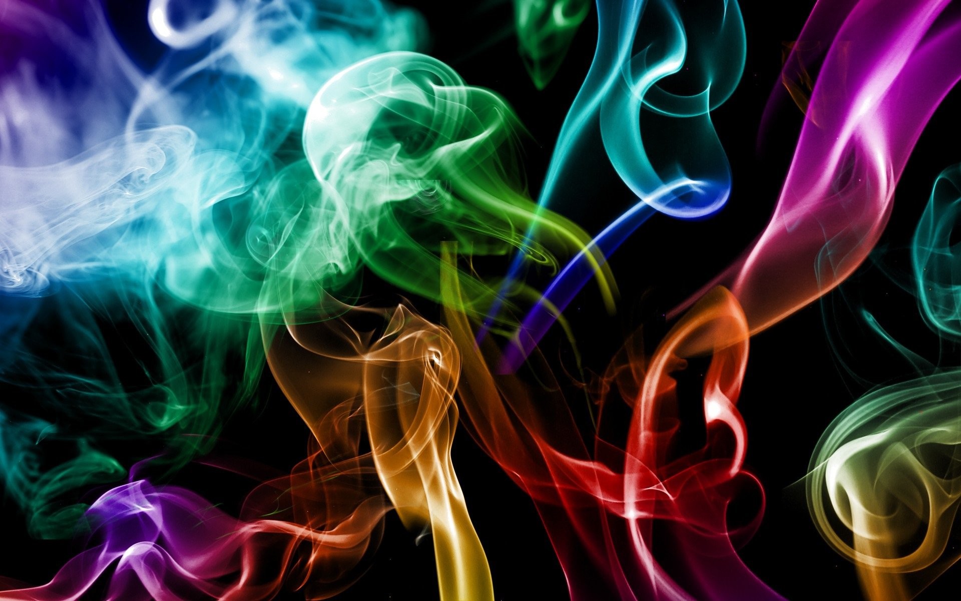 Fumo colorato, Arcobaleno, Sfondo nero, Astratto, Full HD, wallpaper desktop