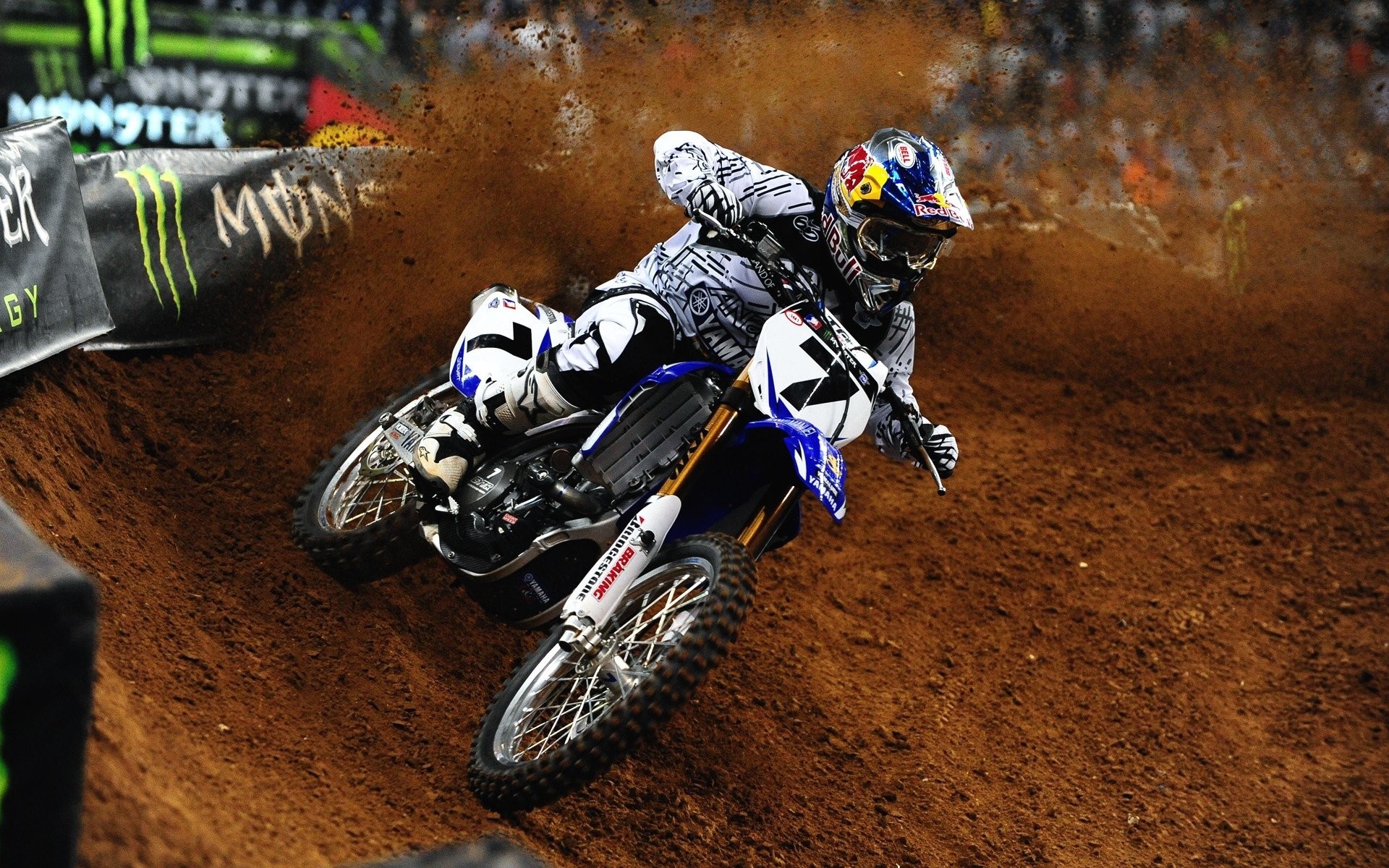 Yamaha, Supercross, Monster Energy, Curva, 16:10 Full HD, sfondo widescreen
