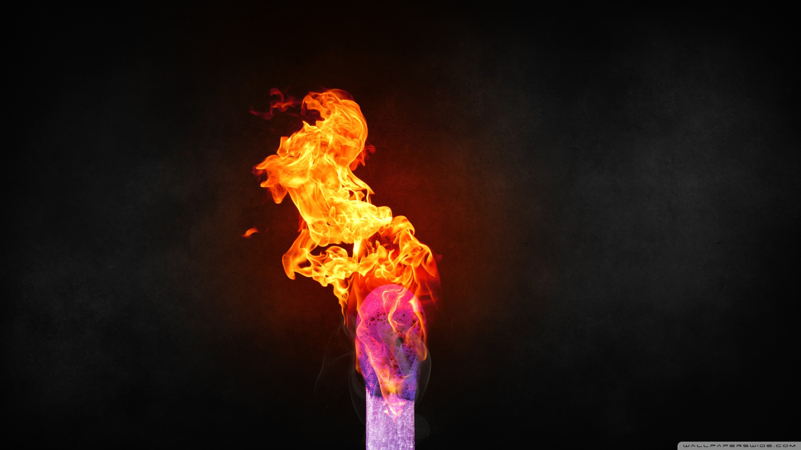 Fiammifero, Fuoco, Fiamma, Sfondo nero, 2K, wallpaper per portatile