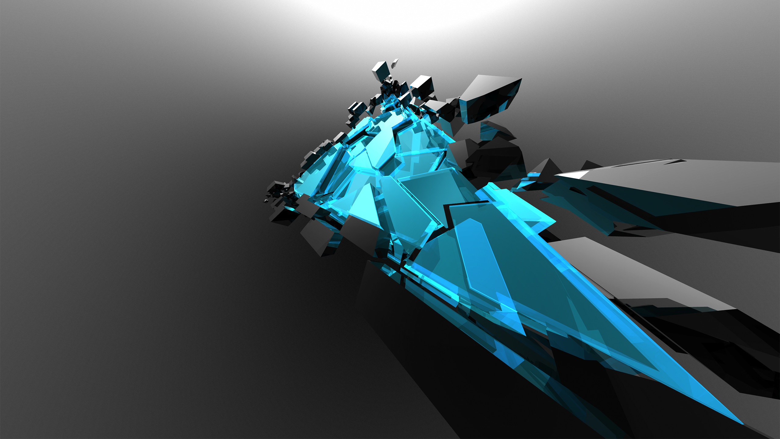 Astratto, Schegge, Azzurro, Sfondo grigio, 2K, wallpaper per PC
