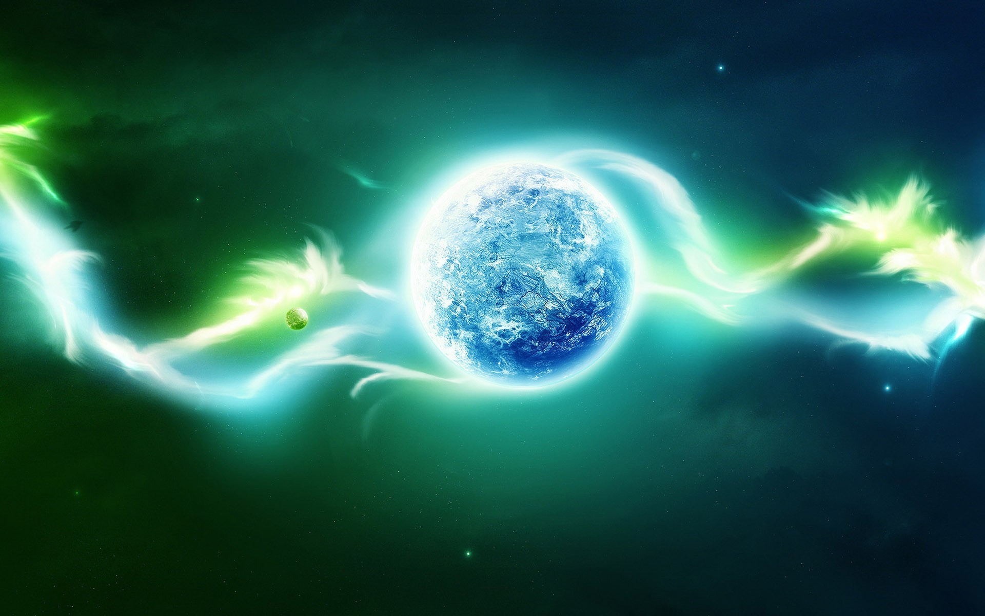 Terra, Energia, Fulmini verdi, Arte digitale, 16:10 Full HD, wallpaper widescreen