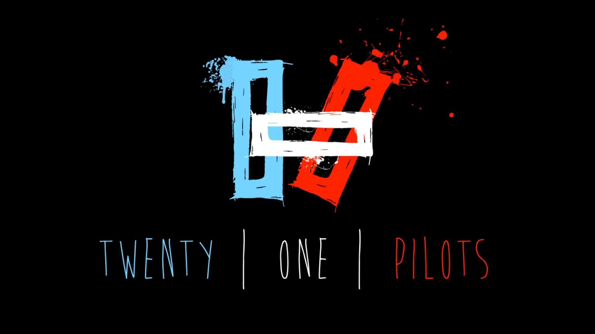 Twenty One Pilots, Logo, Blu e rosso, Sfondo nero, Full HD, wallpaper per PC