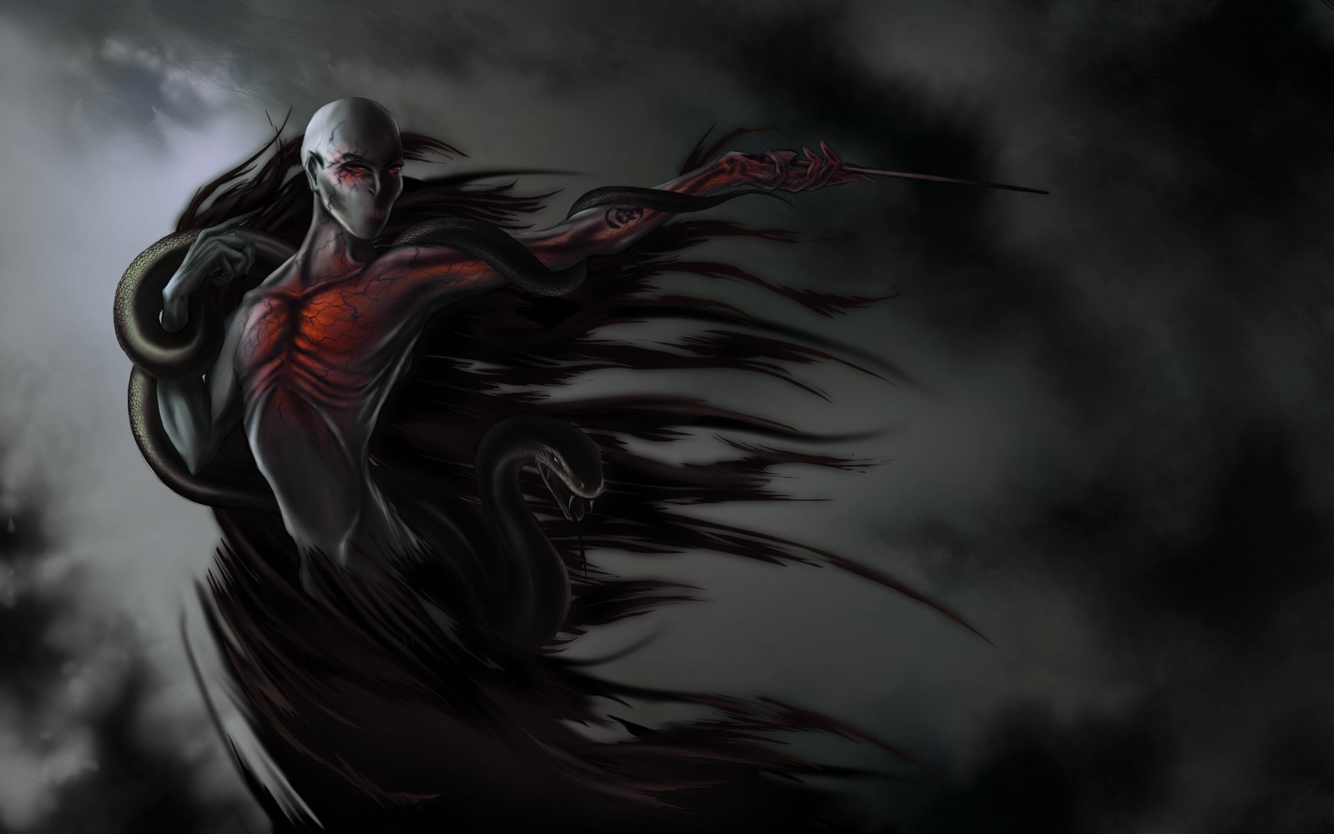Lord Voldemort, Harry Potter, Arte digitale, Toni scuri, 1920x1200, sfondo per PC