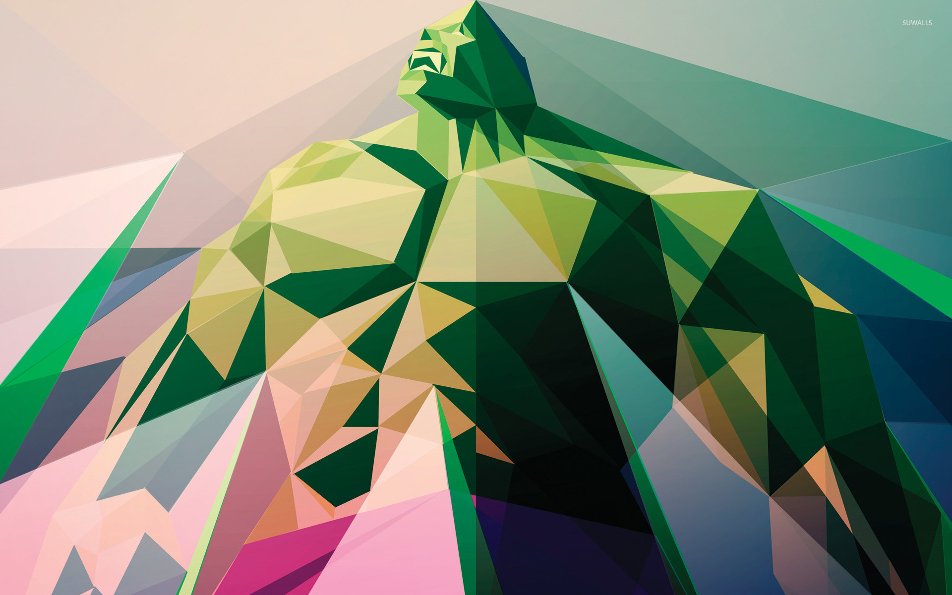 Hulk, Marvel, Low poly, Verde, Arte geometrica, 1920x1200, sfondo per PC