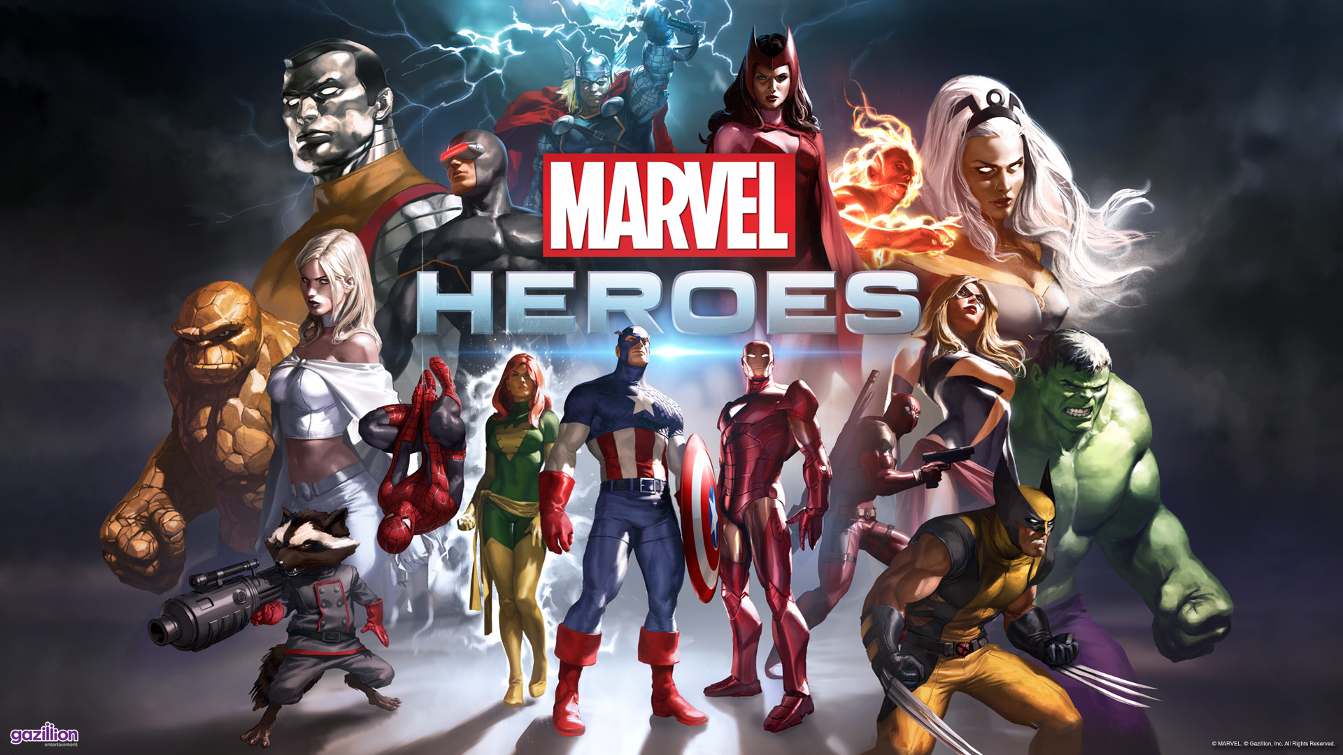 Marvel Heroes, Fenice, Capitan America, La Cosa, Tempesta, Hulk, Videogioco, immagine di sfondo