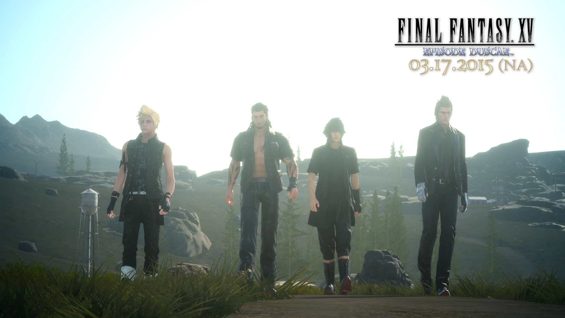 Final Fantasy XV: Episode Duscae, Noctis Lucis Caelum, Gladiolus Amicitia, Prompto Argentum, Ignis Scientia, Logo, sfondo Full HD