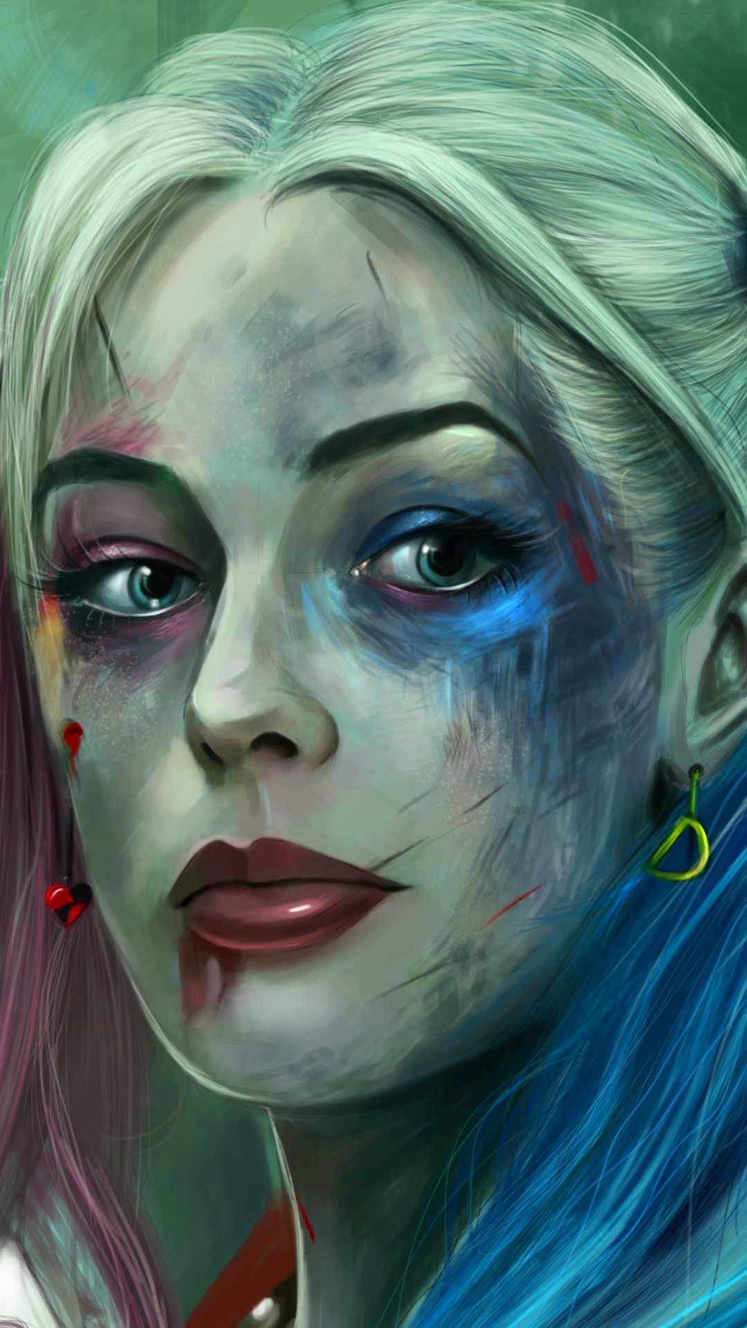 Harley Quinn, Margot Robbie, Suicide Squad, Ritratto, Pittura digitale, sfondo 1080x1920 per cellulare