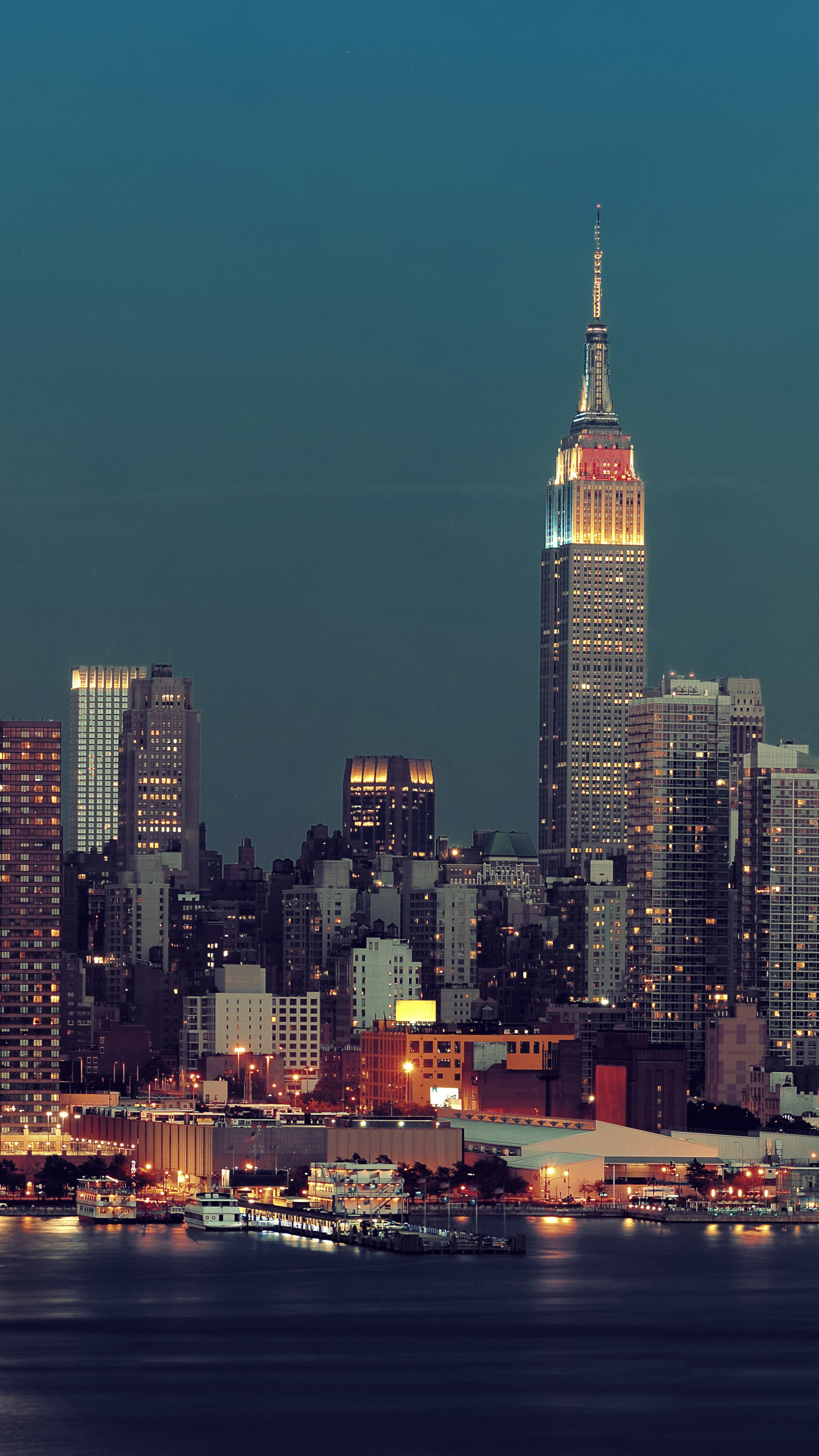 Empire State Building, Manhattan, New York, Crepuscolo, QHD+, sfondo verticale per cellulare