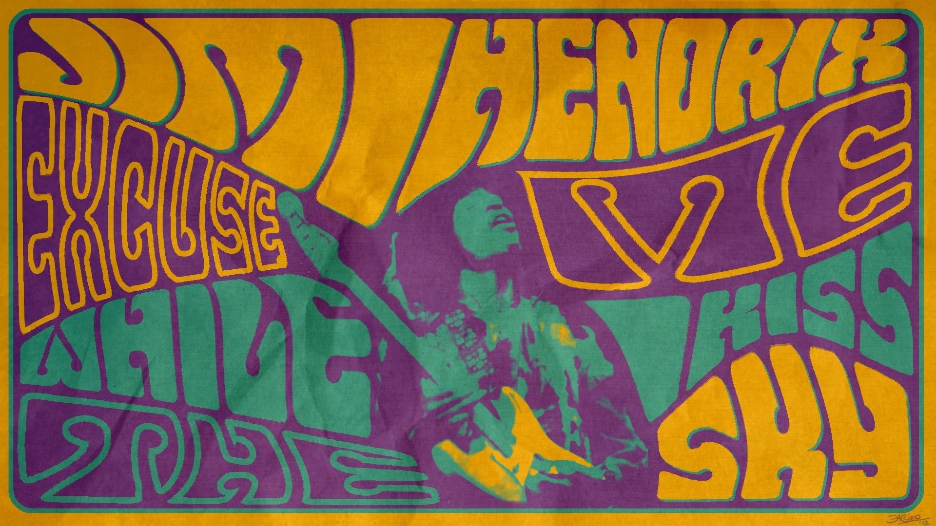 Jimi Hendrix, Purple Haze, Excuse me while I kiss the sky, Psichedelico, wallpaper Windows 11