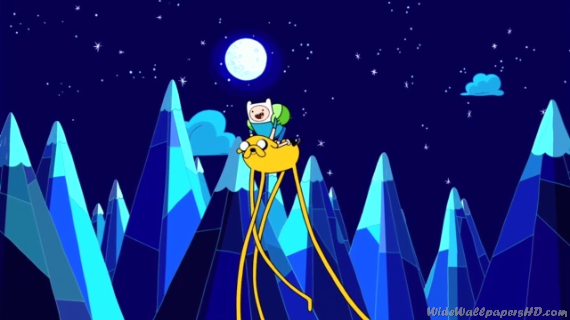 Finn, Jake il cane, Adventure Time, Regno dei Ghiacci, Notte, 16:9 Full HD, sfondo widescreen