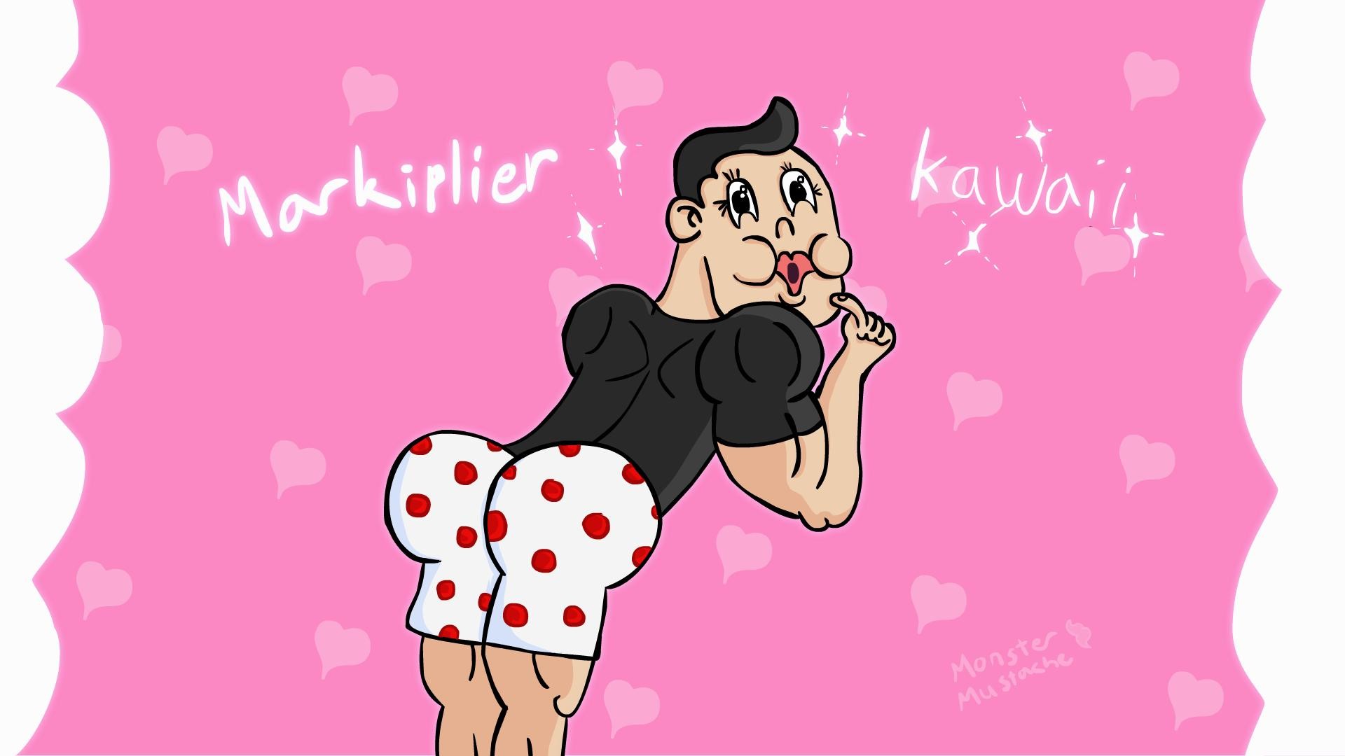 Markiplier, Kawaii, Caricatura, Sfondo rosa, Full HD, wallpaper per portatile