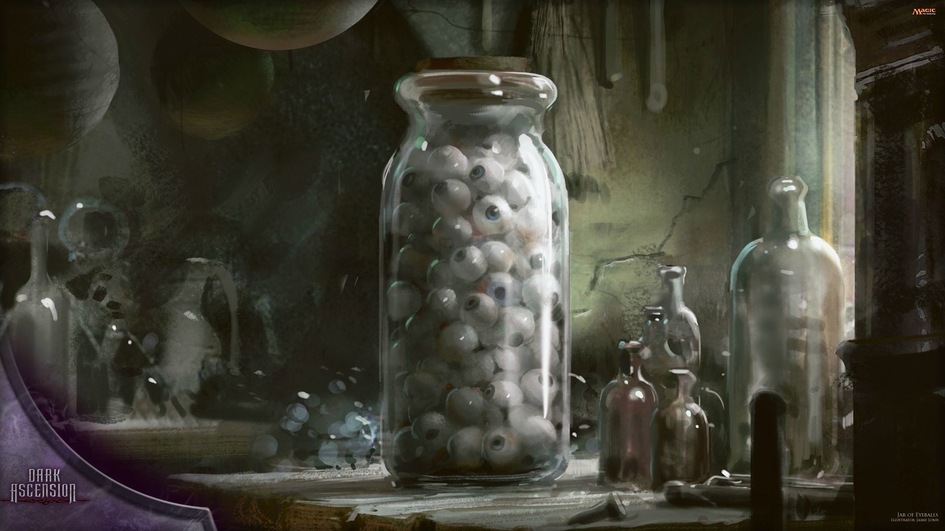 Eldritch Moon, Magic: The Gathering, Barattolo, Occhi, Laboratorio, sfondo desktop 1920x1080