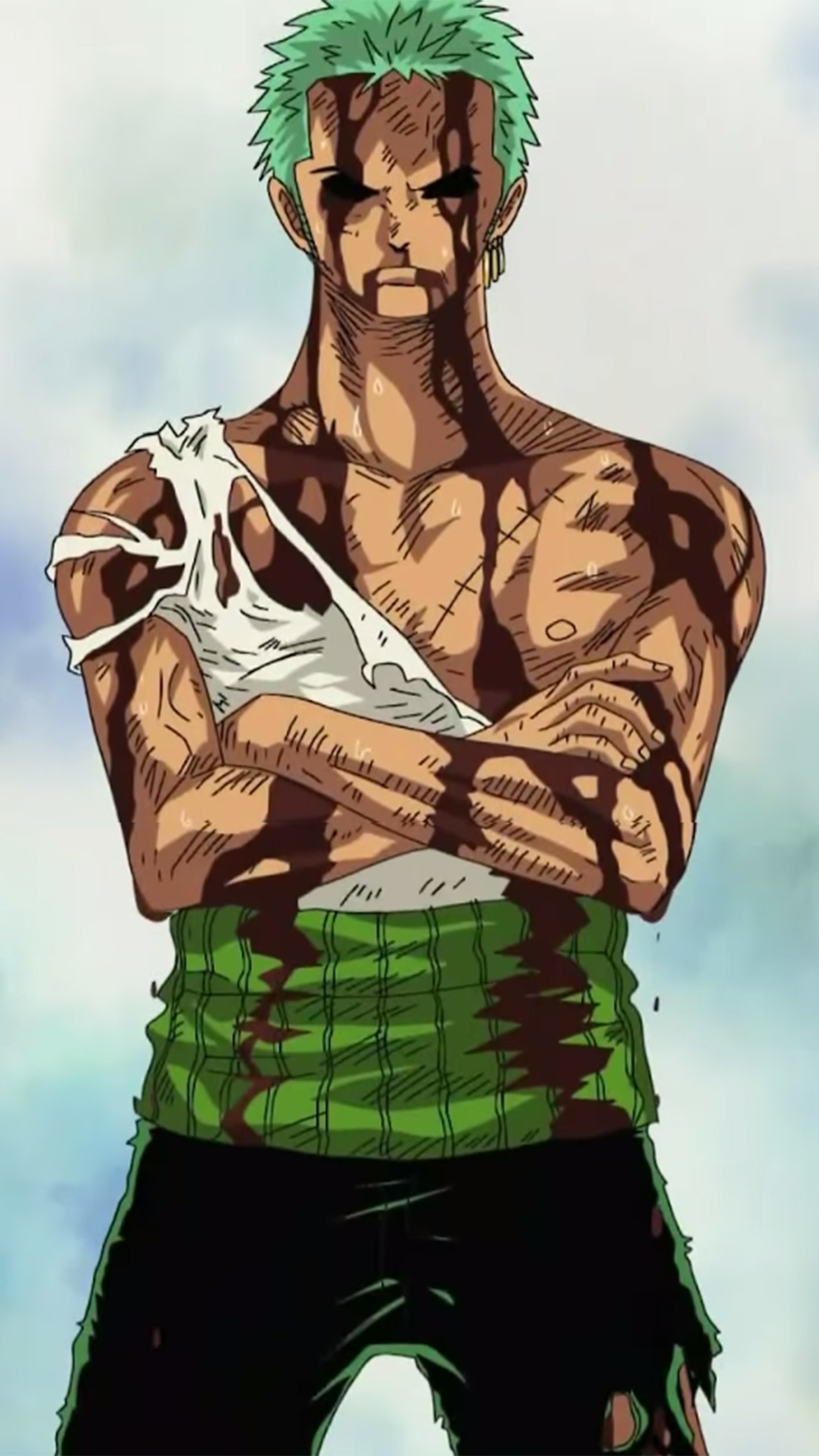 Roronoa Zoro, One Piece, Braccia incrociate, Bende, Anime, sfondo per iPhone e Android