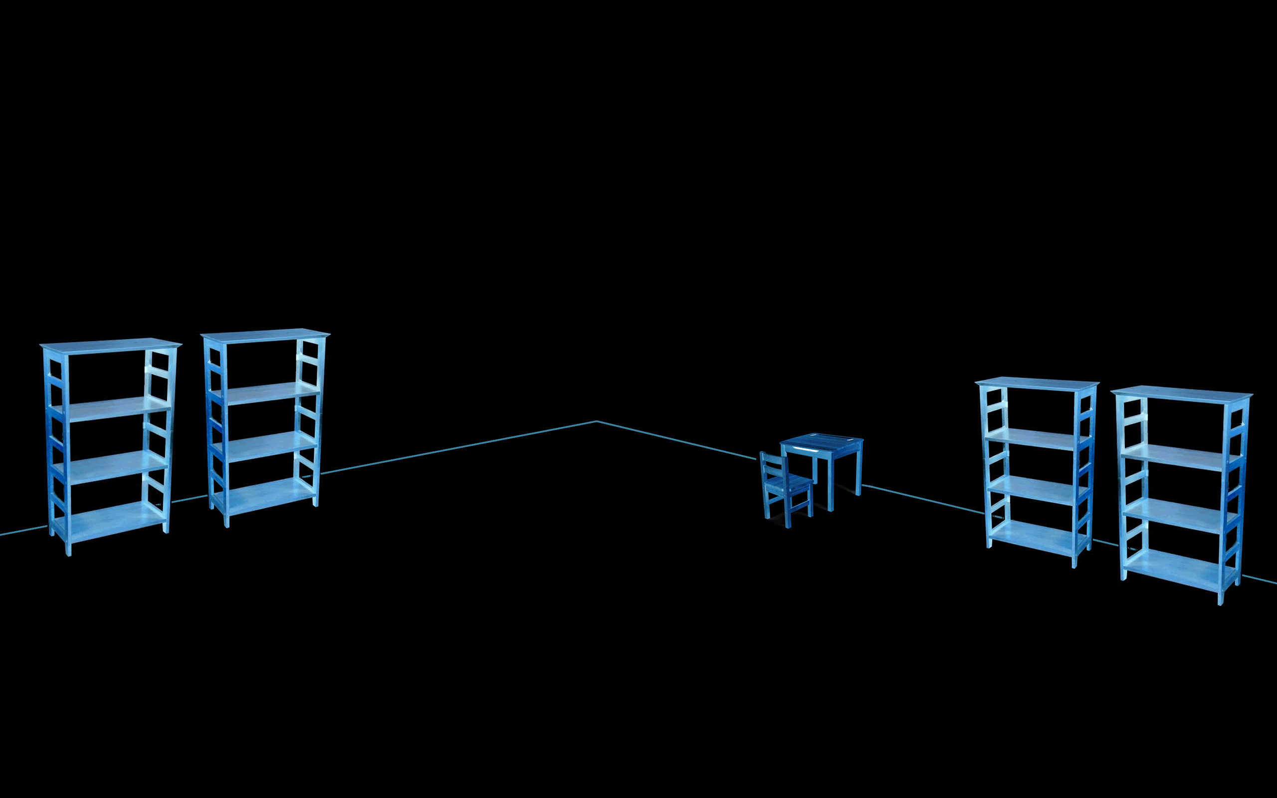 Scaffali, Grafica 3D, Sfondo nero, Minimalista, 2K, wallpaper PC