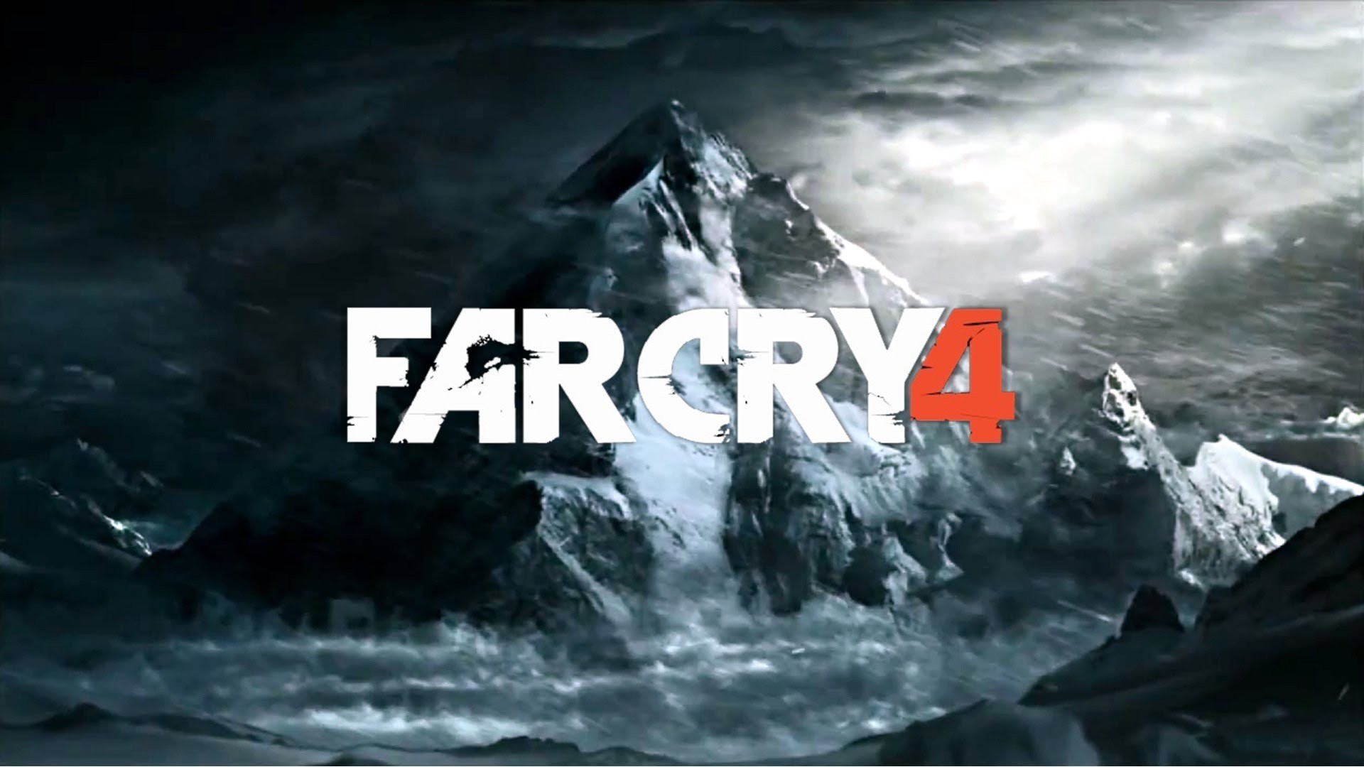 Far Cry 4, Logo, Montagna, Bianco e nero, Full HD, sfondo desktop