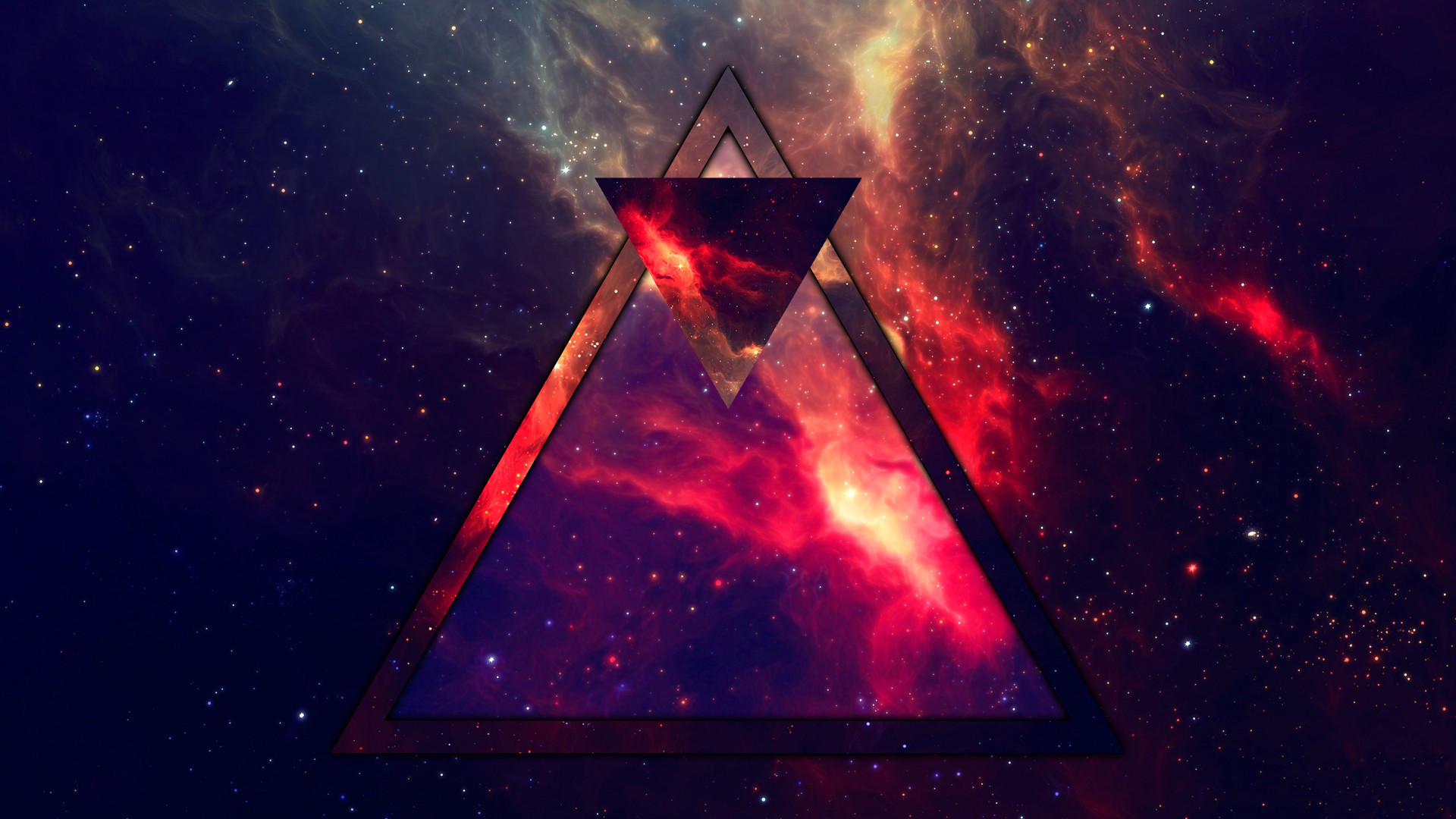 Triangolo, Nebulosa, Spazio, Rosso, 16:9 Full HD, sfondo widescreen