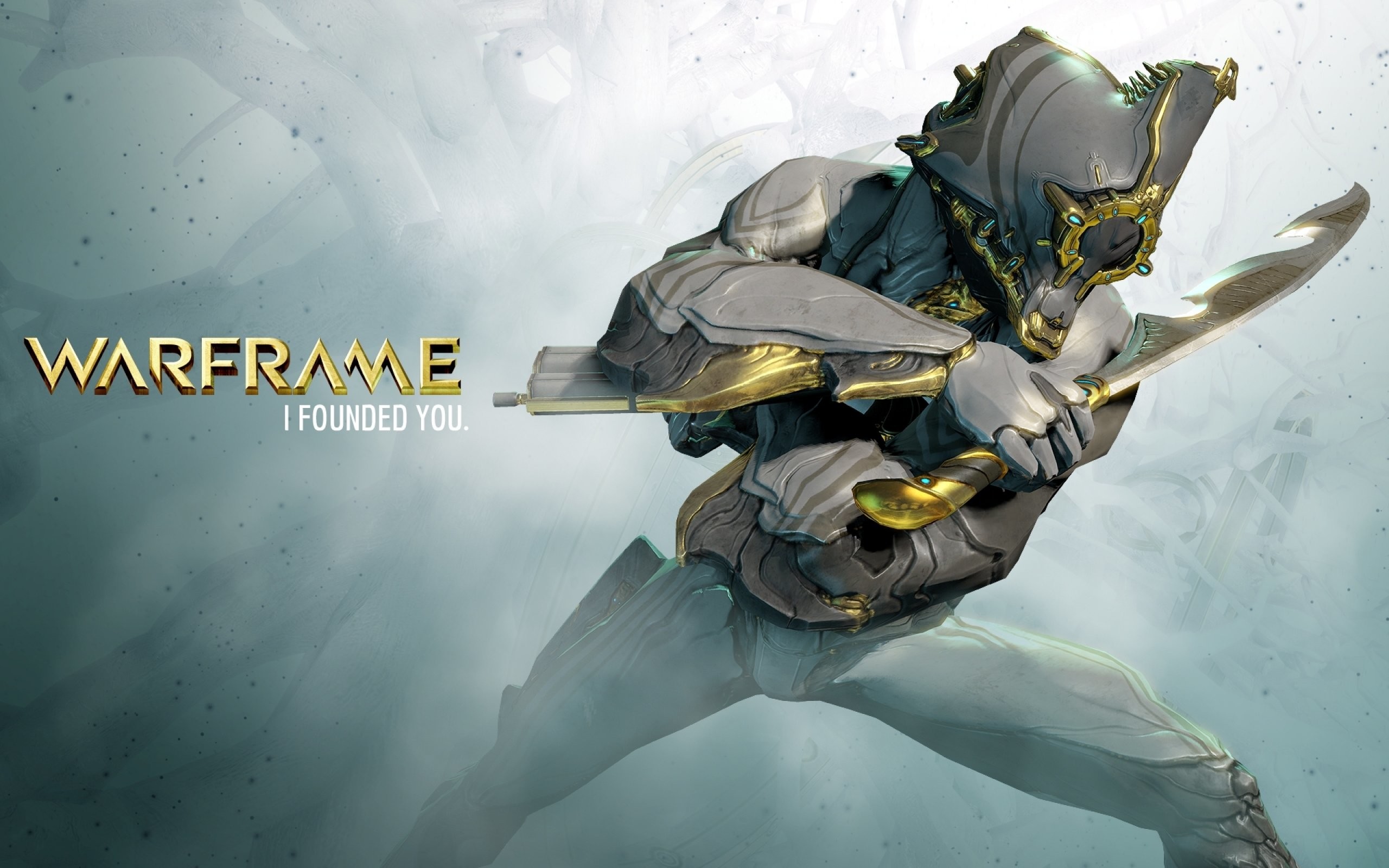 Excalibur Prime, Warframe, Logo Warframe, I Founded You, Oro, 16:10 2K, sfondo widescreen