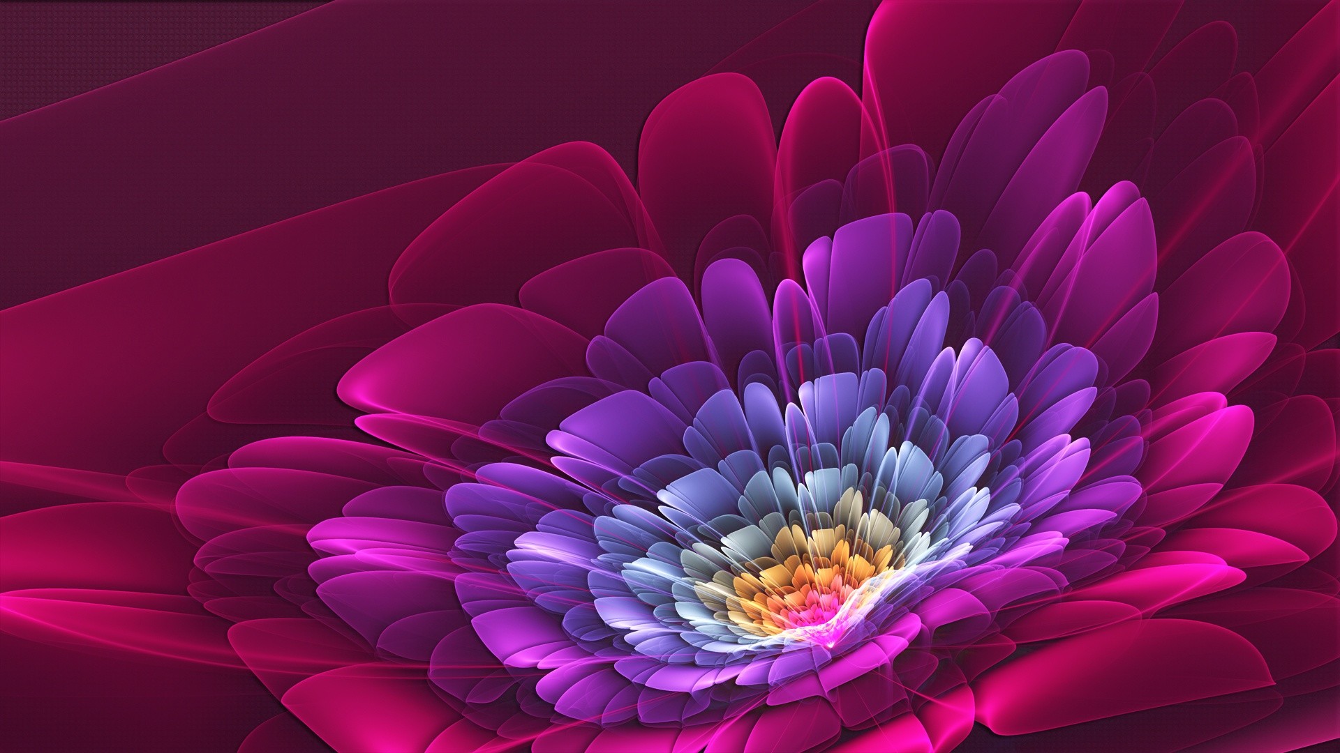 Fiore frattale, Fucsia, Viola, Arte digitale, Full HD 1080p, sfondo desktop