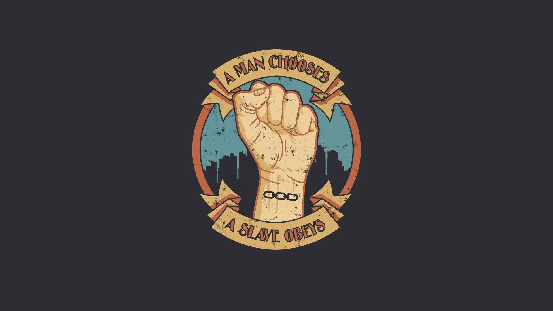 A man chooses, a slave obeys, BioShock, Pugno, Emblema, 1920x1080, immagine di sfondo