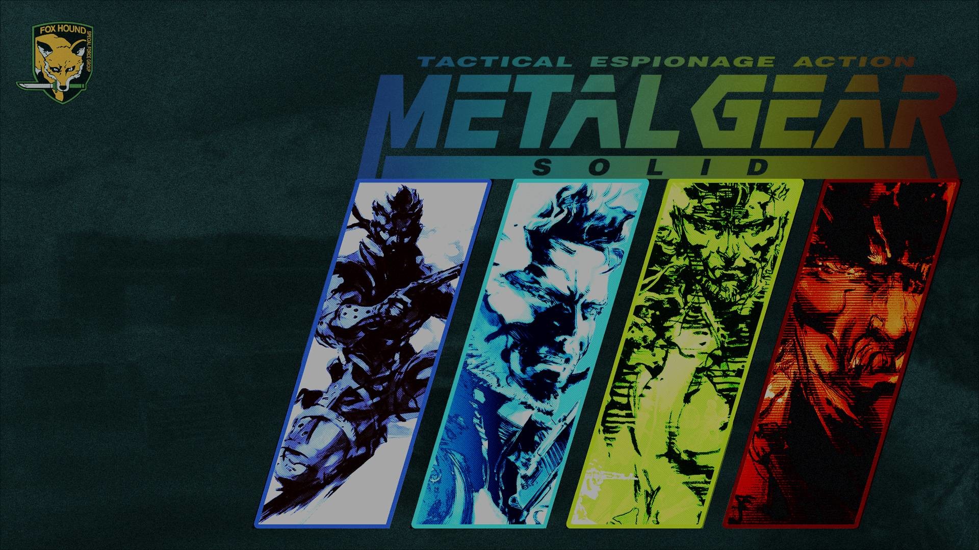 Metal Gear Solid, Solid Snake, Big Boss, Logo, Pannelli colorati, sfondo Full HD per portatile