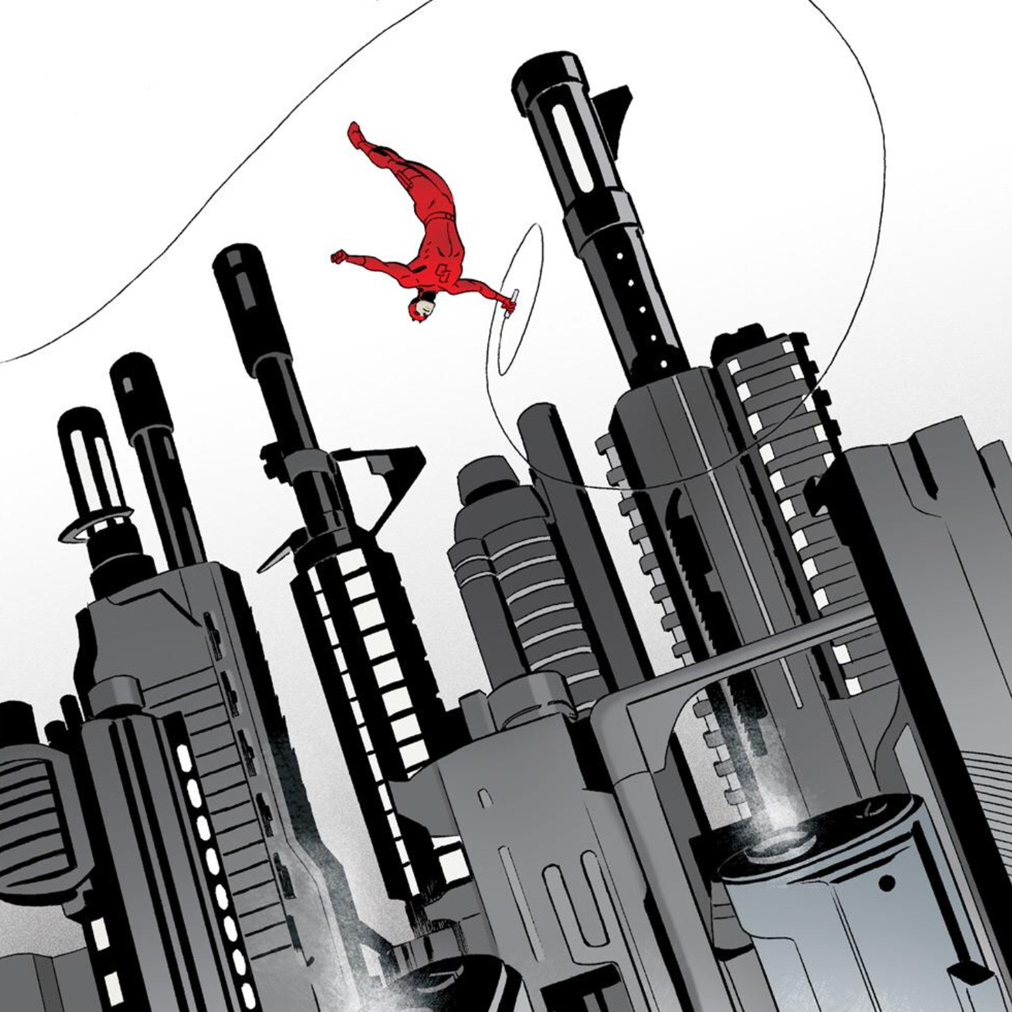 Daredevil, Fumetto, Ciminiere, Bianco e nero, Full HD, schermata di blocco iPad