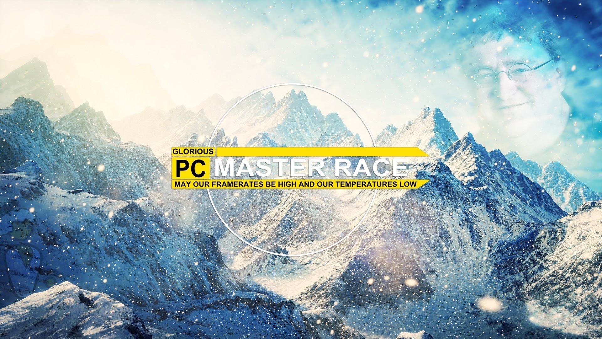 PC Master Race, Gabe Newell, Montagne innevate, Neve, 16:9 Full HD, sfondo widescreen