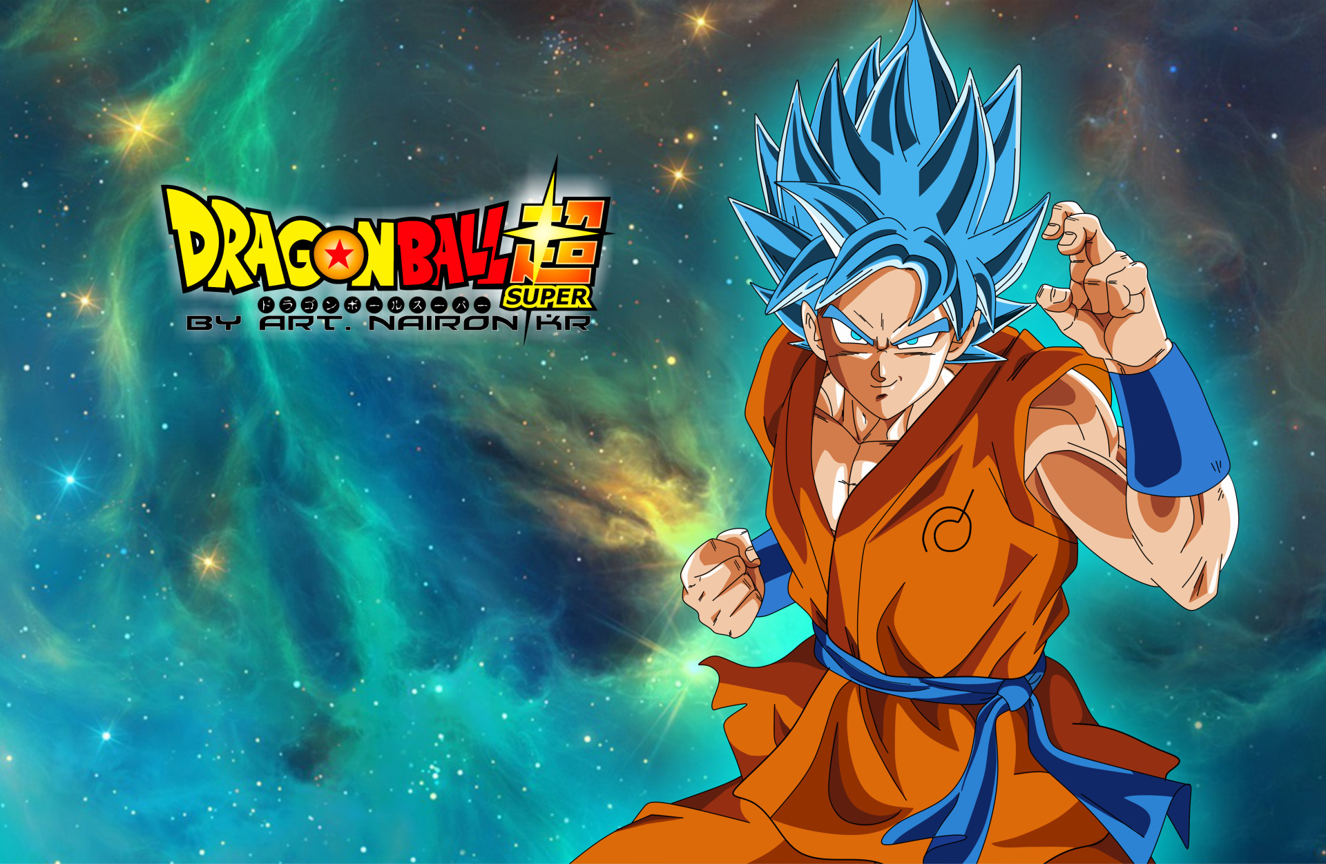 Son Goku, Super Saiyan Blue, Dragon Ball Super, Logo, Spazio, Full HD, sfondo desktop