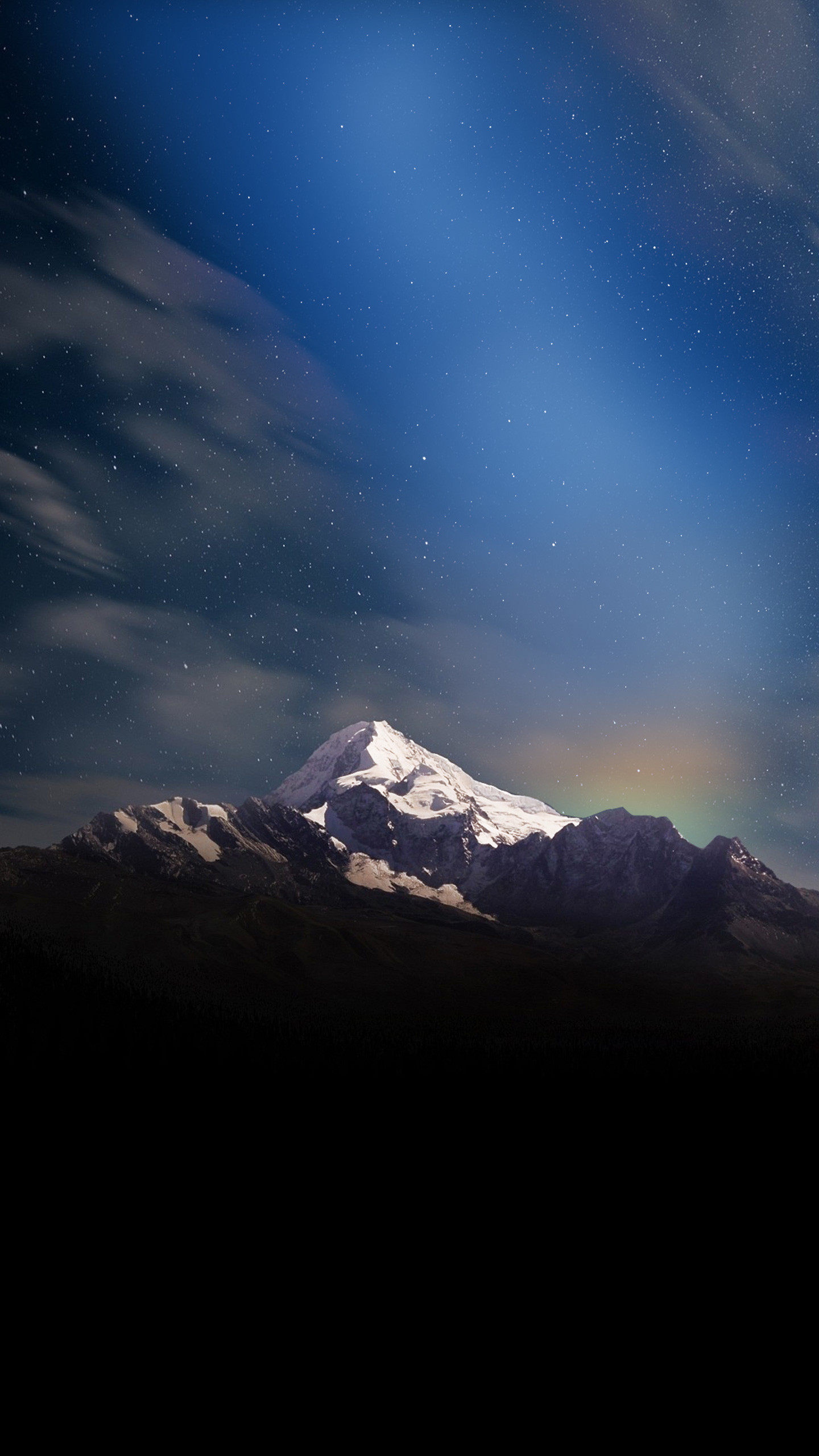 Vetta innevata, Montagna, Cielo notturno, Blu, immagine di sfondo Samsung S25 Edge