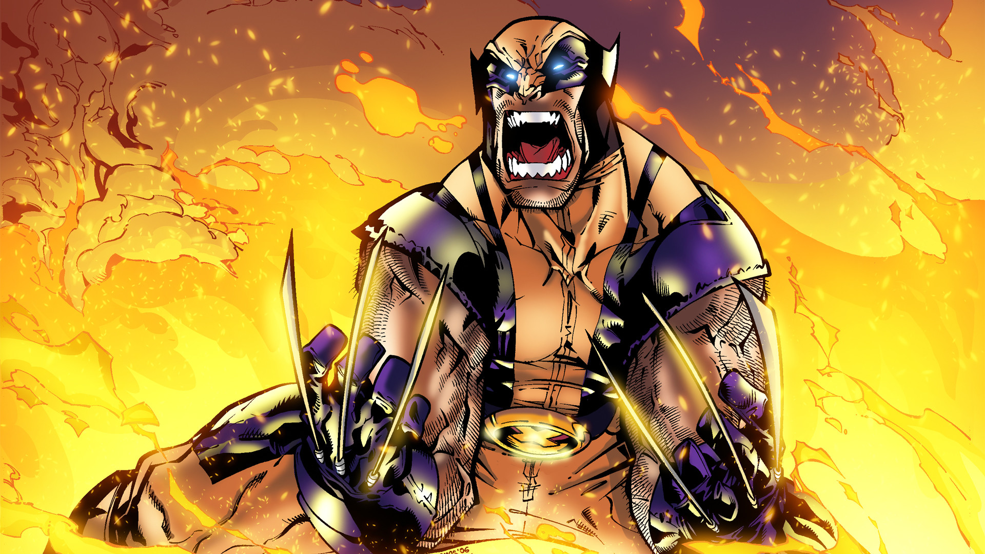 Wolverine, Marvel Comics, Ruggito, Fiamme, Full HD 1080p, sfondo desktop