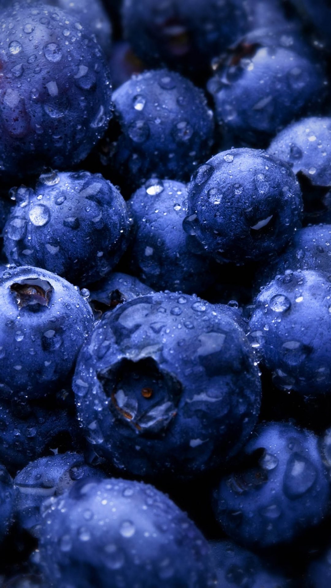 Mirtilli, Frutta, Gocce d'acqua, Blu, sfondo iPhone 6 Full HD