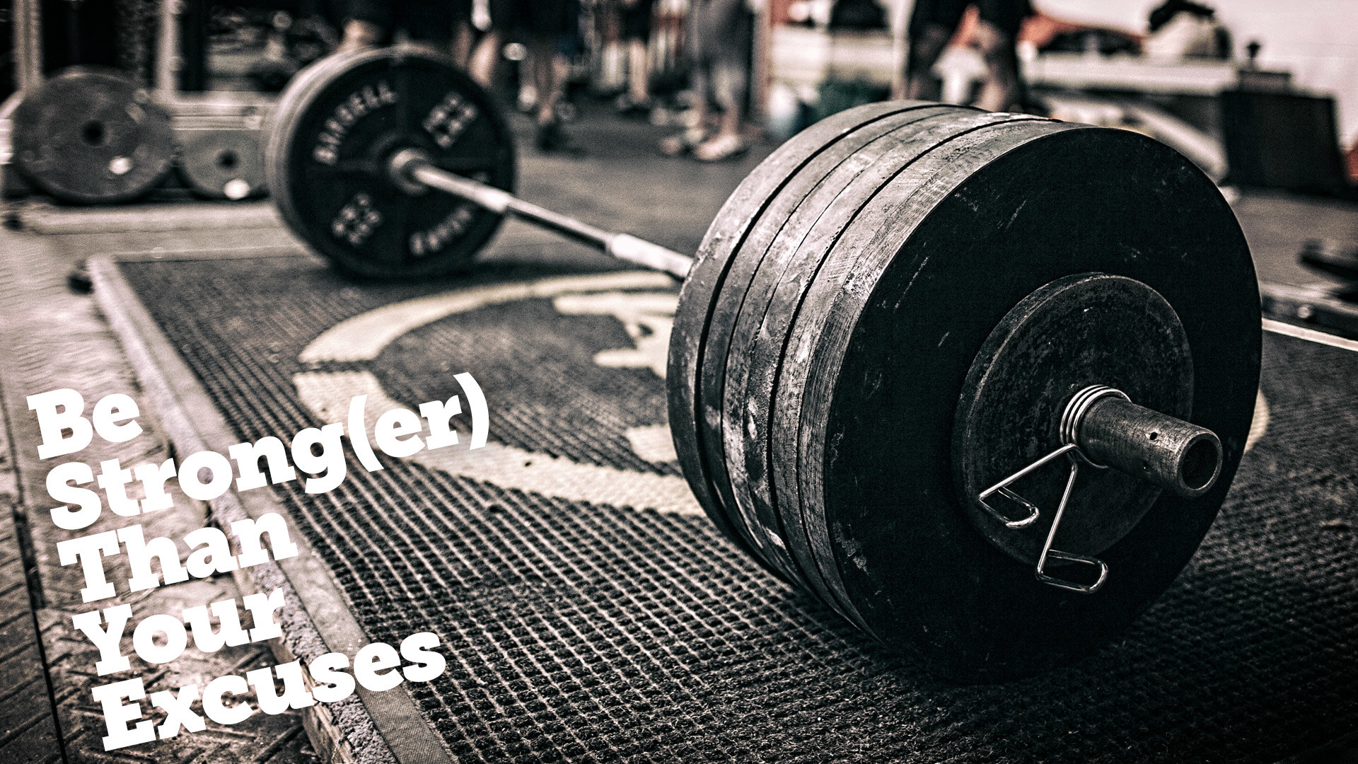Bilanciere, Dischi, Be Stronger Than Your Excuses, Palestra, Motivazione, sfondo desktop 1920x1080