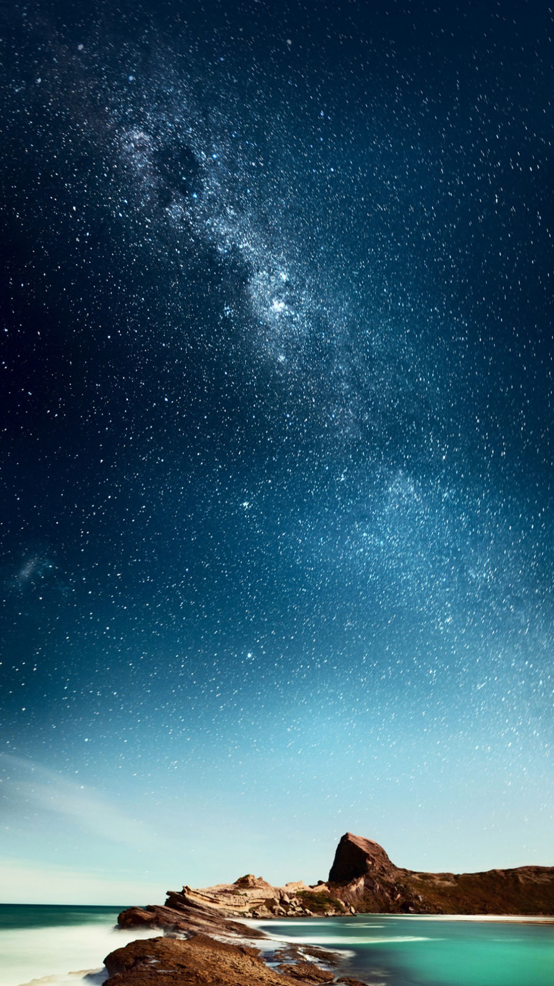 Via Lattea, Cielo stellato, Costa, Notte, sfondo iPhone 7 Plus Full HD