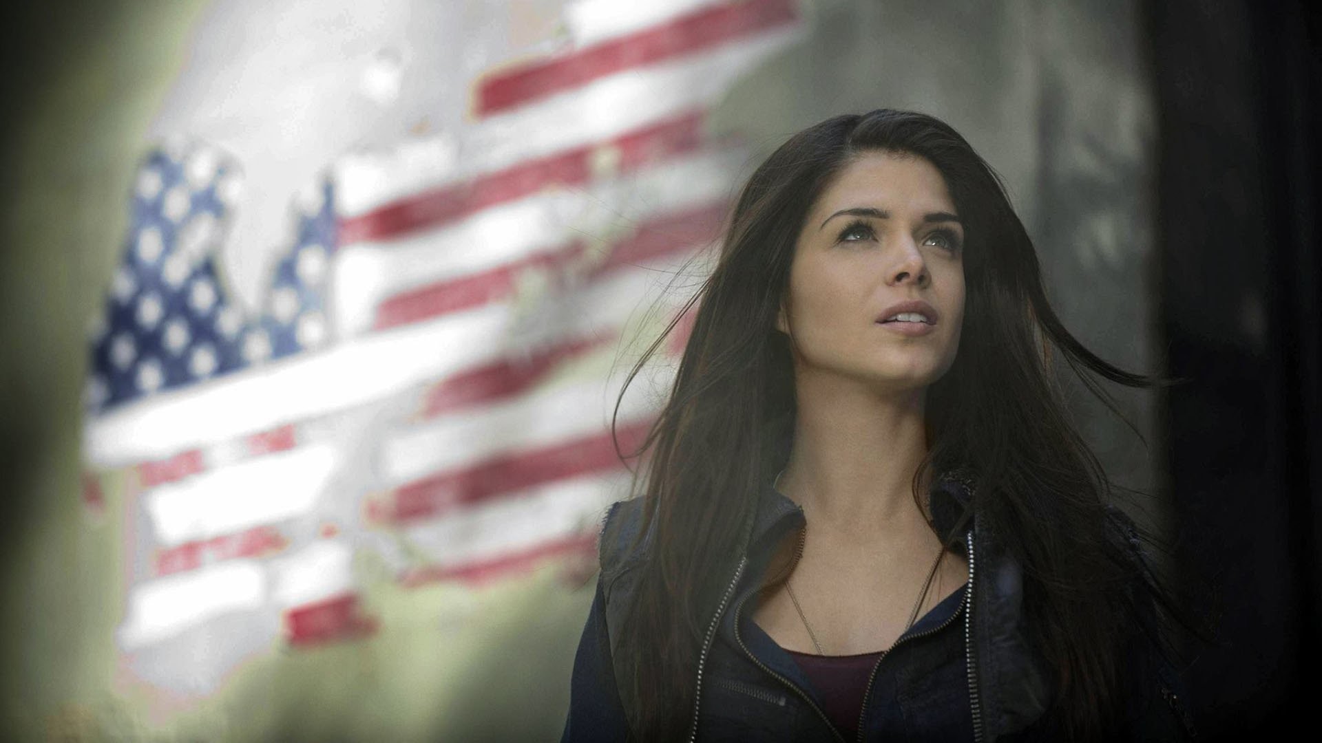 Marie Avgeropoulos, Octavia Blake, The 100, Bandiera americana, 1920x1080, wallpaper desktop