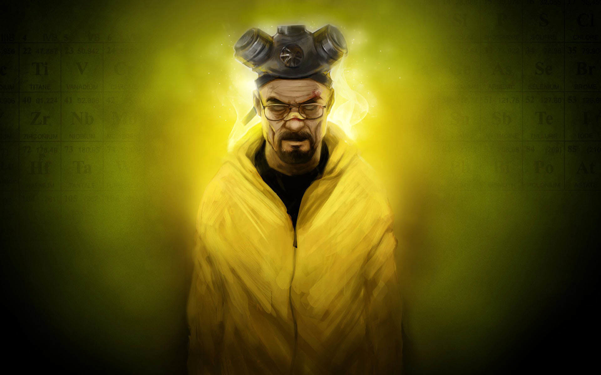 Walter White, Breaking Bad, Tuta gialla, Maschera antigas, Giallo, sfondo widescreen Full HD