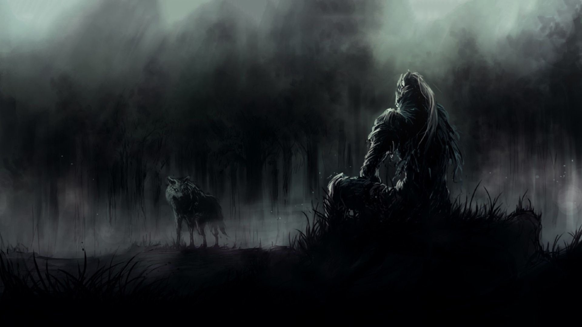 Dark Souls III, Foresta, Nebbia, Buio, Full HD, sfondo per PC e portatile