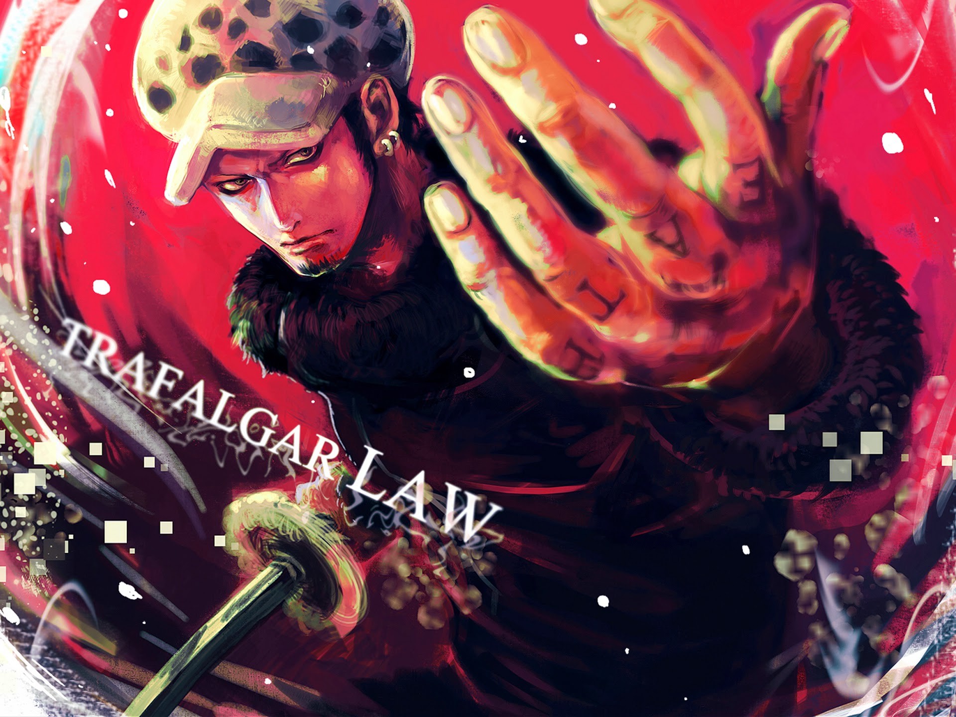 Trafalgar Law, One Piece, Rosso, Scritta, Full HD, sfondo per iPad e tablet