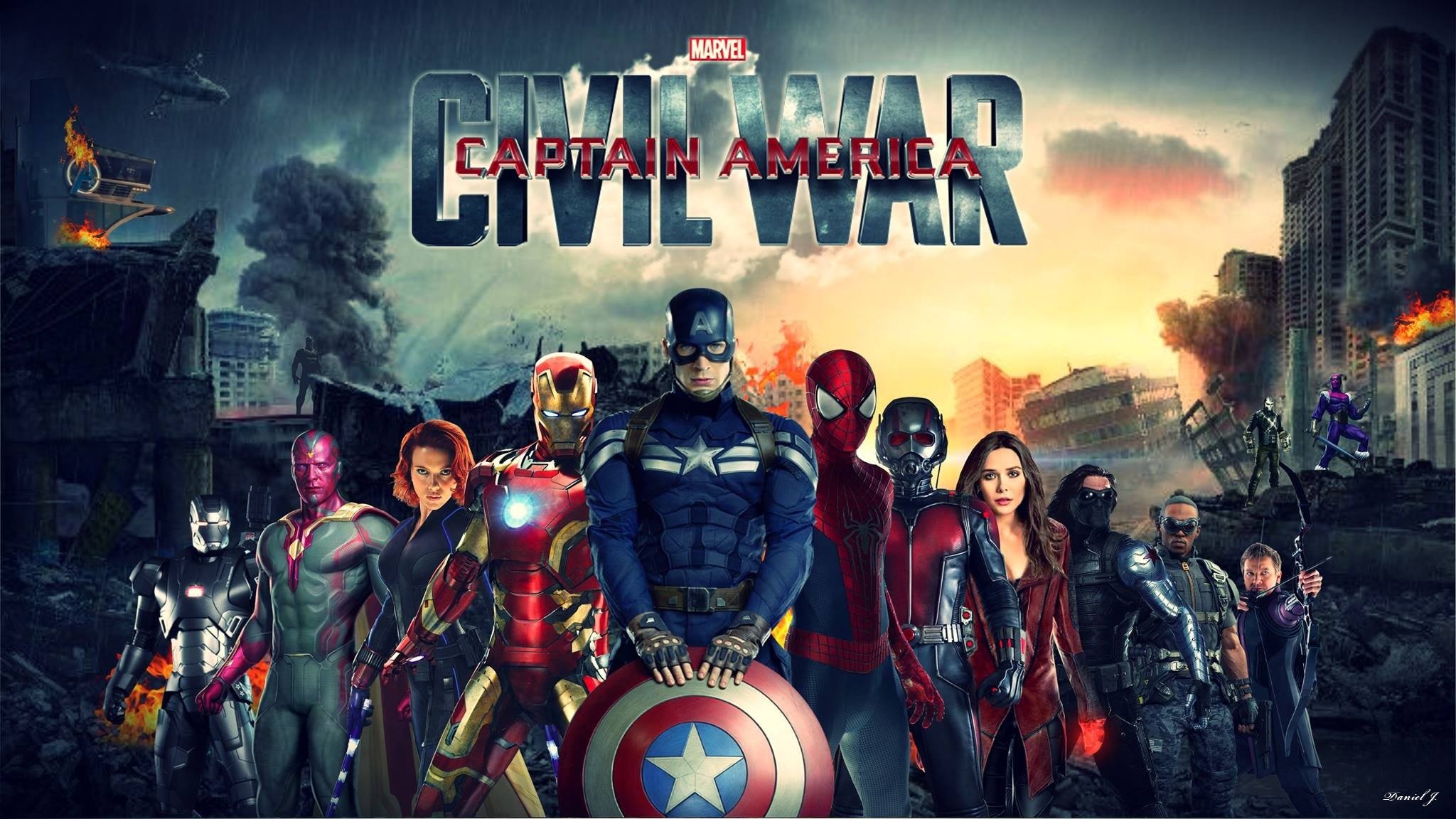 Captain America, Iron Man, Visione, Spider-Man, Scarlet Witch, Captain America: Civil War, immagine di sfondo