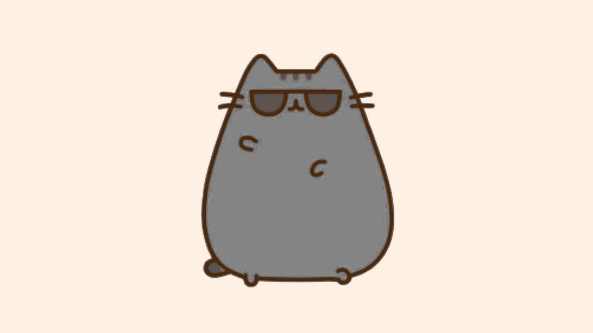 Pusheen, Occhiali da sole, Gatto grigio, 16:9 Full HD, sfondo widescreen