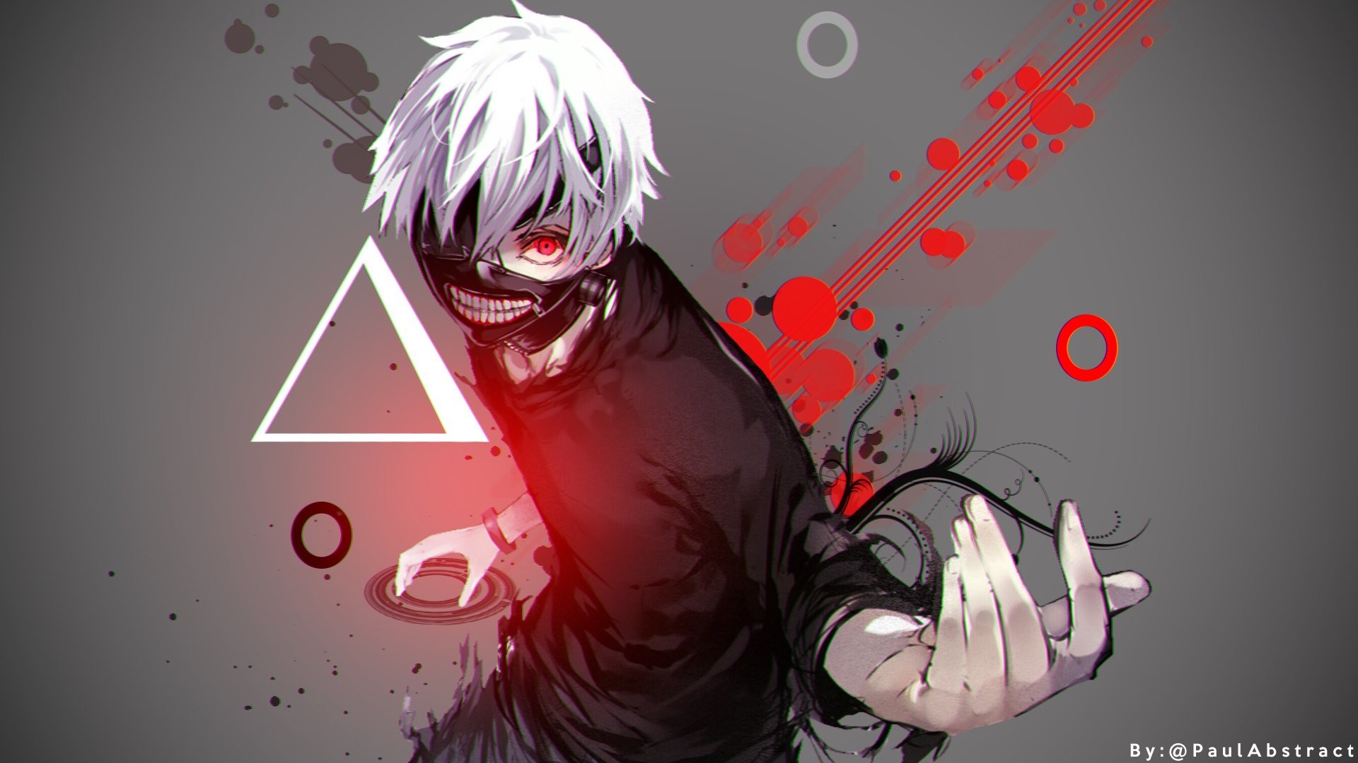 Ken Kaneki, Tokyo Ghoul, Maschera, Triangolo, Arte digitale, 1920x1080, immagine di sfondo
