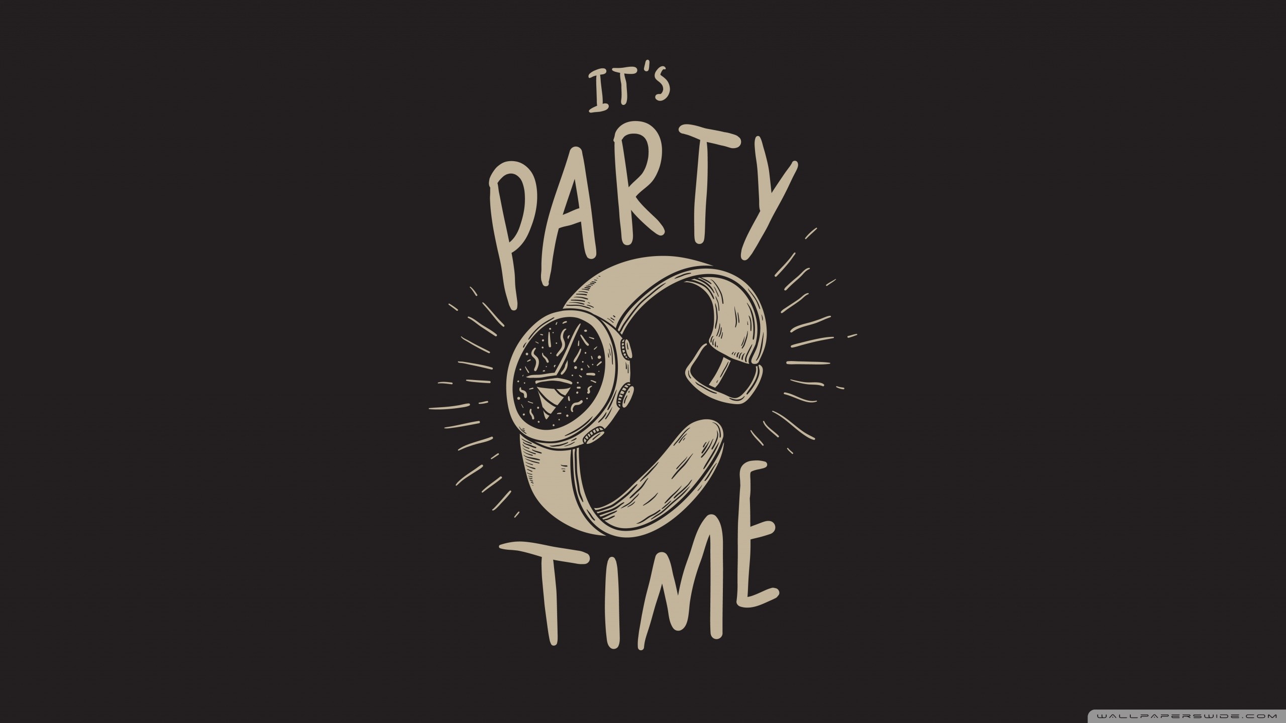 It's Party Time, Tipografia, Orologio, Scuro, 16:9 2K, sfondo widescreen