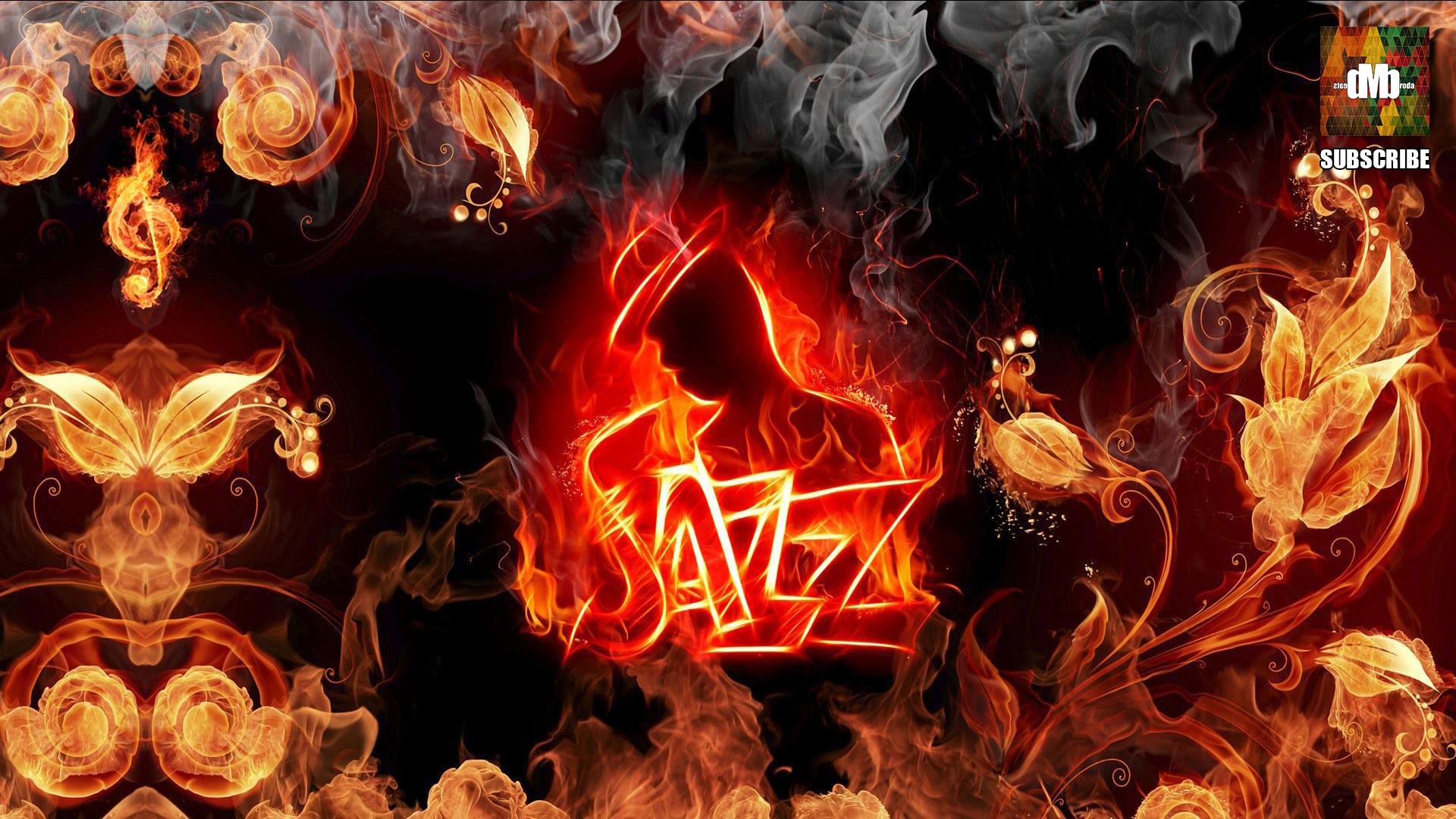 Jazz, Scritta di fuoco, Fiamme, Arte digitale, 16:9 Full HD, sfondo widescreen