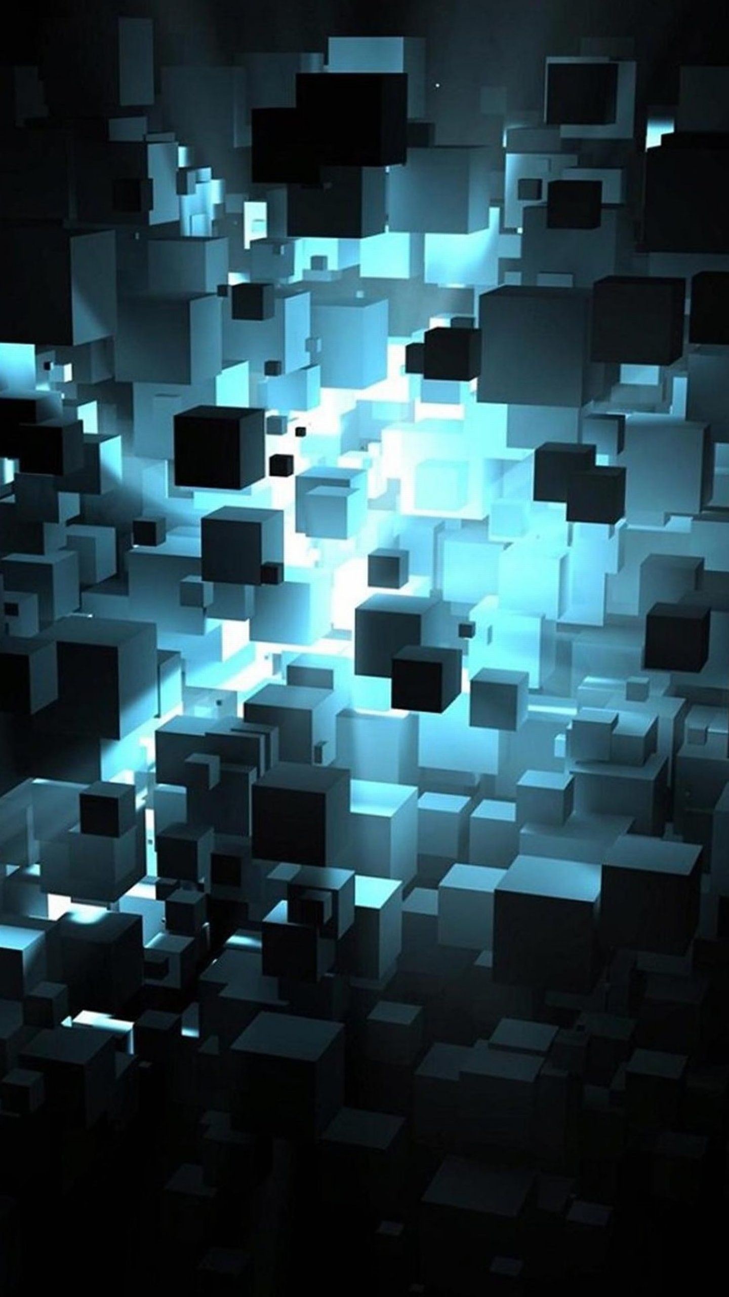 Cubi, Arte 3D, Luce blu, sfondo schermata di blocco LG G4