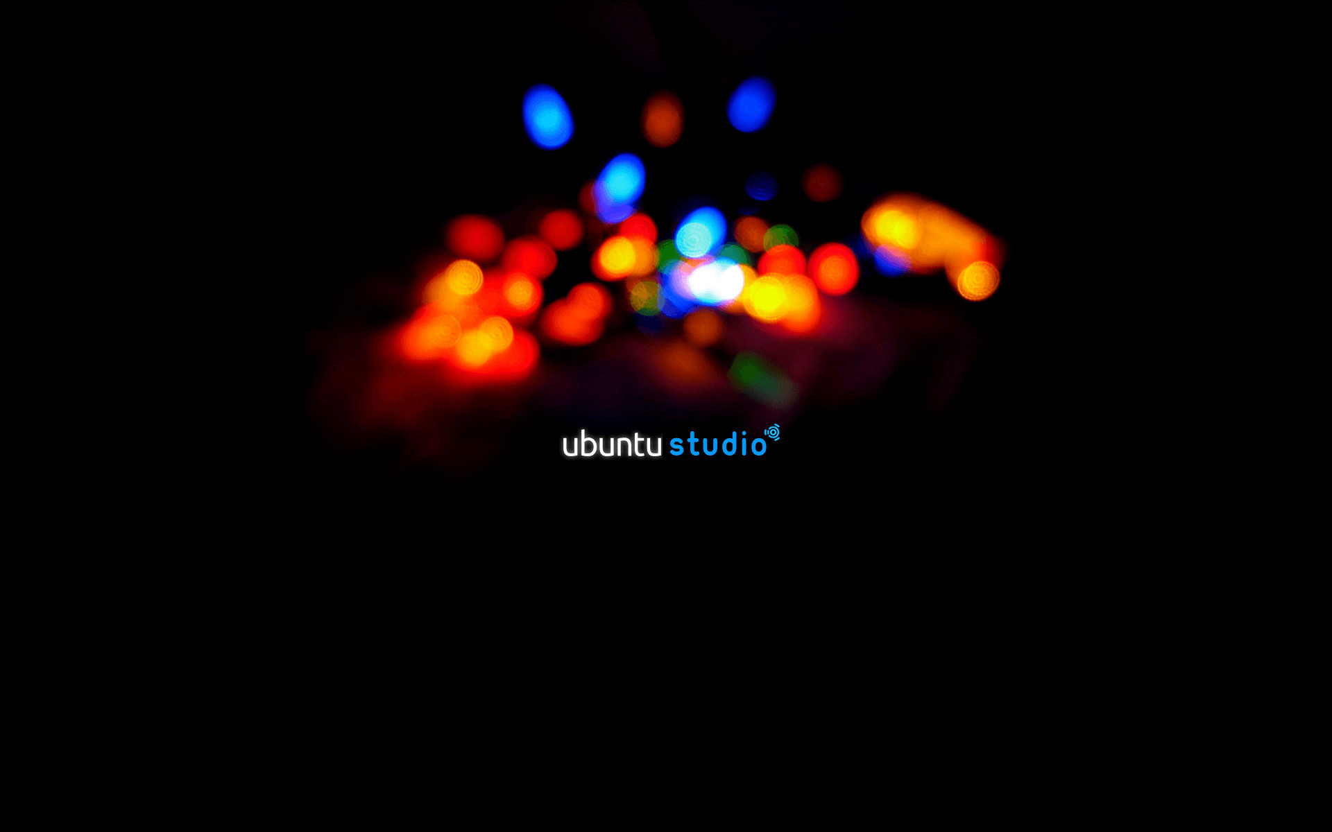 Ubuntu Studio, Bokeh, Sfondo nero, Full HD, wallpaper per portatile