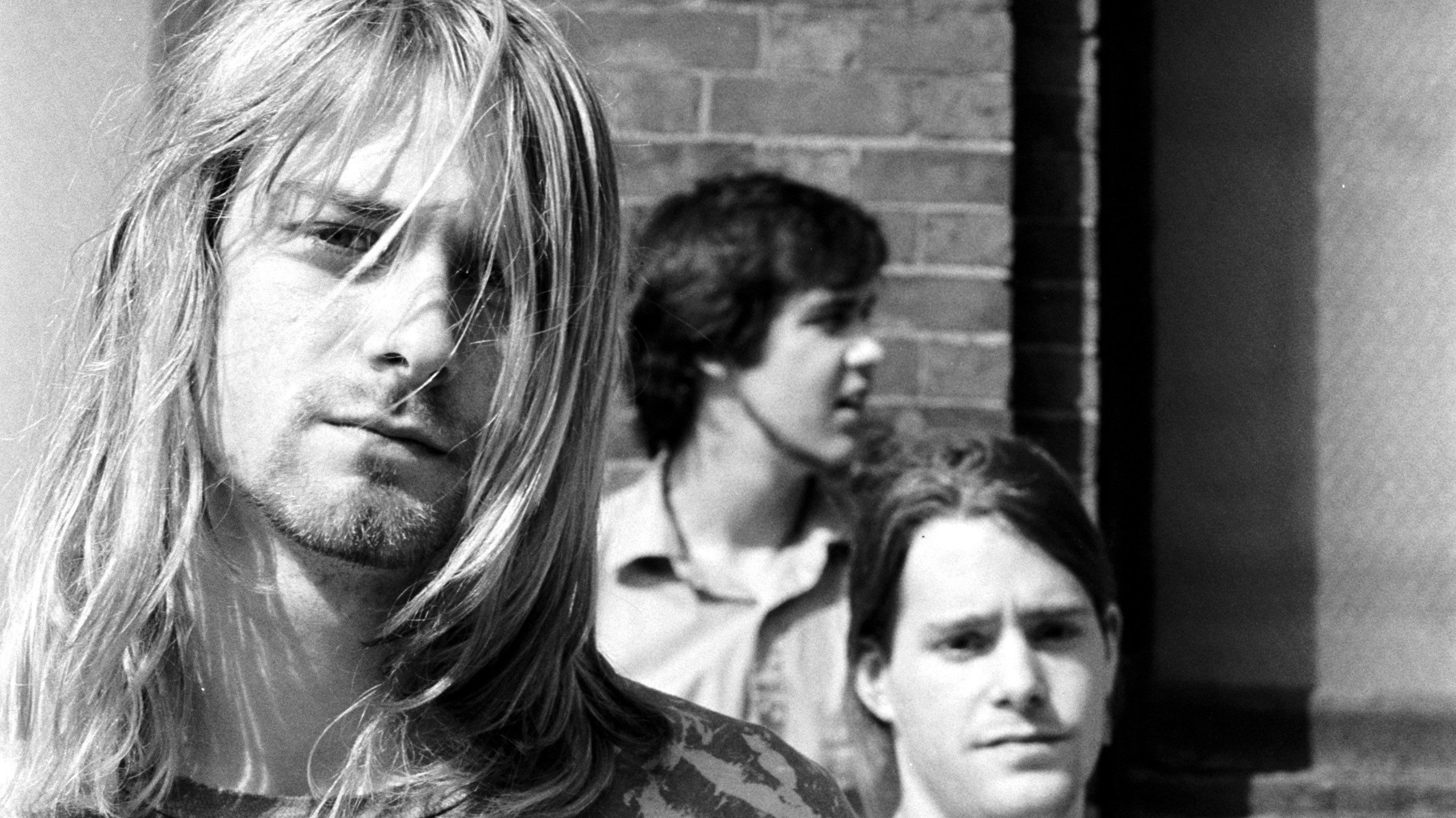 Kurt Cobain, Nirvana, Bianco e nero, Ritratto, 16:9 2K, sfondo widescreen